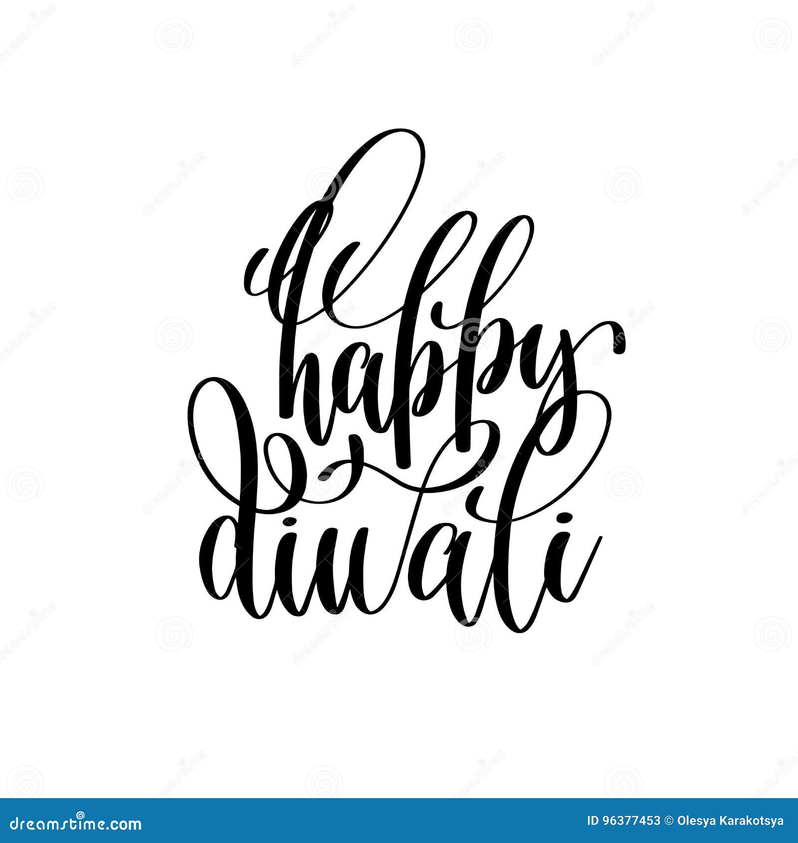 Happy Diwali Black Calligraphy Hand Lettering Text Stock Vector ...