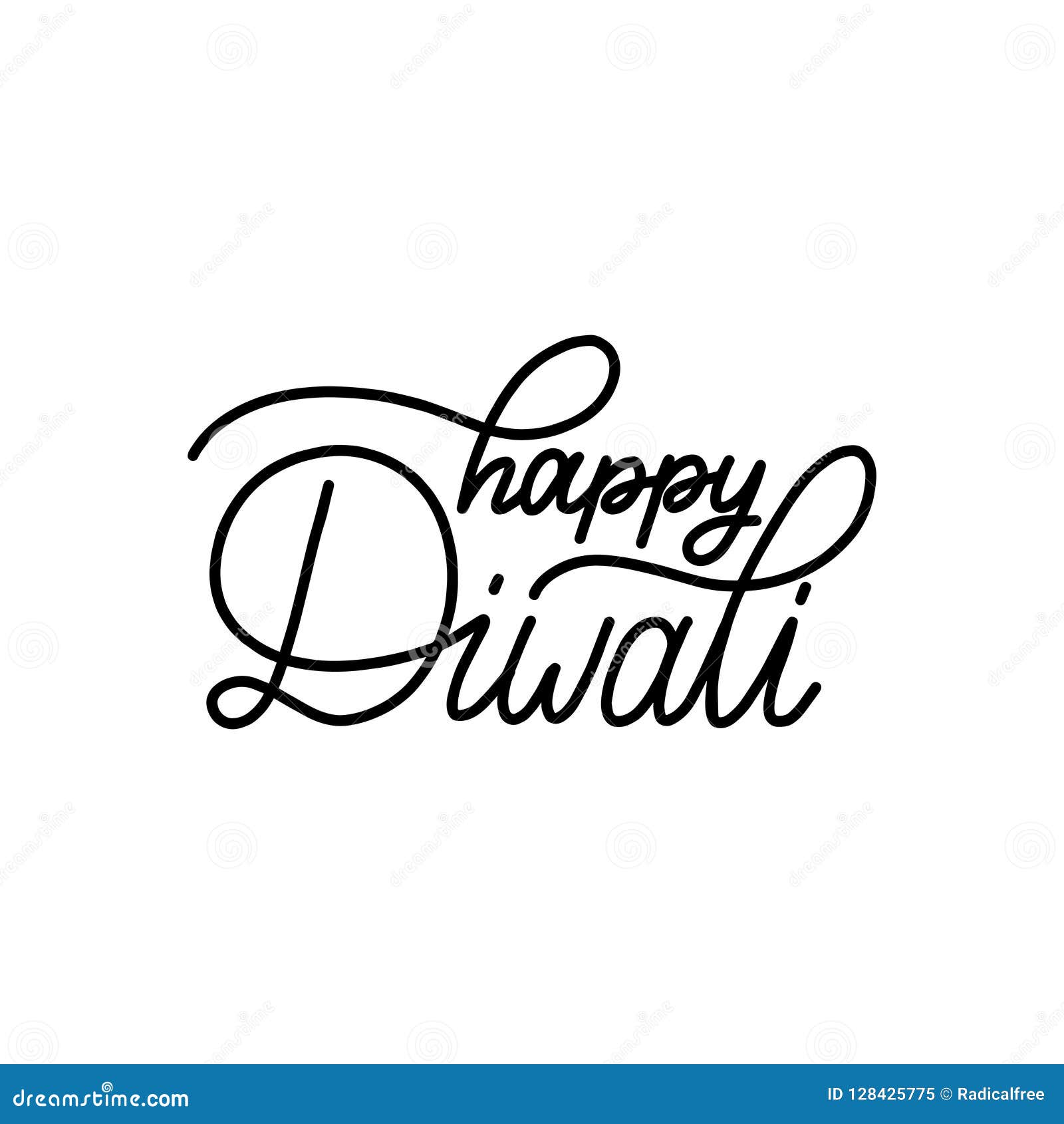 Happy Diwali Hand Lettering on White Background.Vector Calligraphy ...