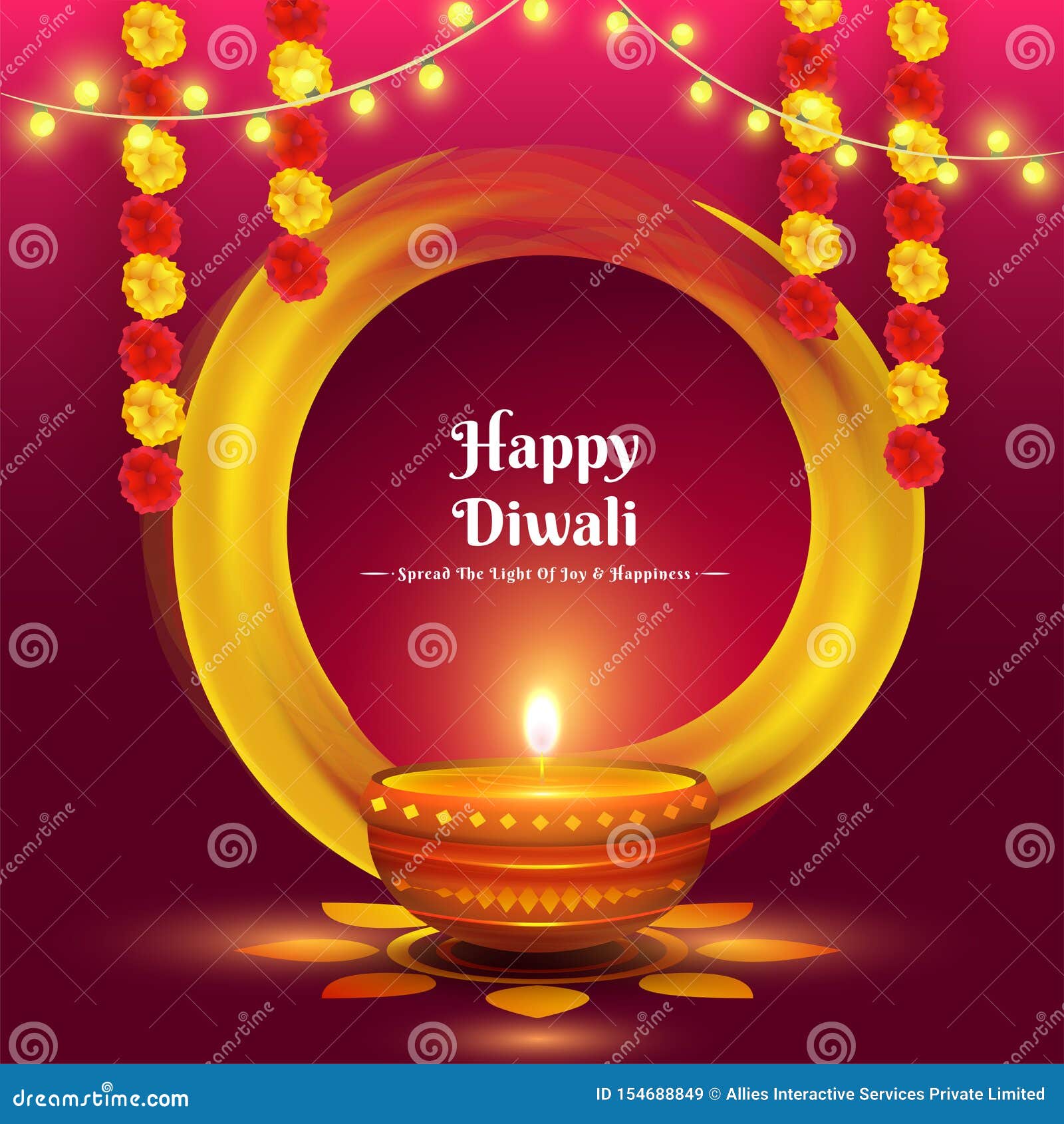 Happy Diwali Poster or Banner Design with Illustration of Oil Lamp. Stock  Illustration - Illustration of background, card: 154688849
