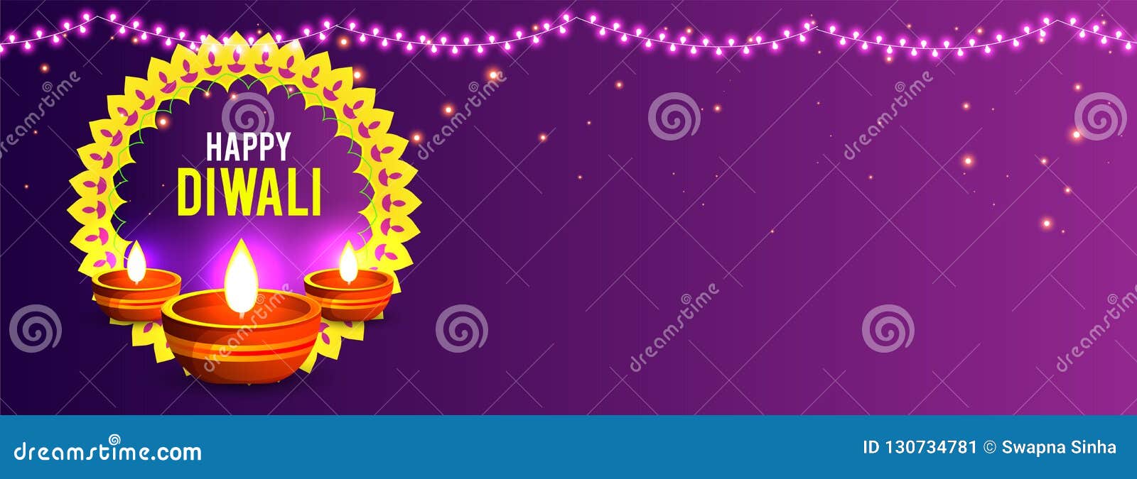 Happy Diwali Poster, Header, Banner or Greeting Card Design with  Illustration of Illuminated Oil Lamp, Diwali Stock Illustration -  Illustration of design, marketing: 130734781