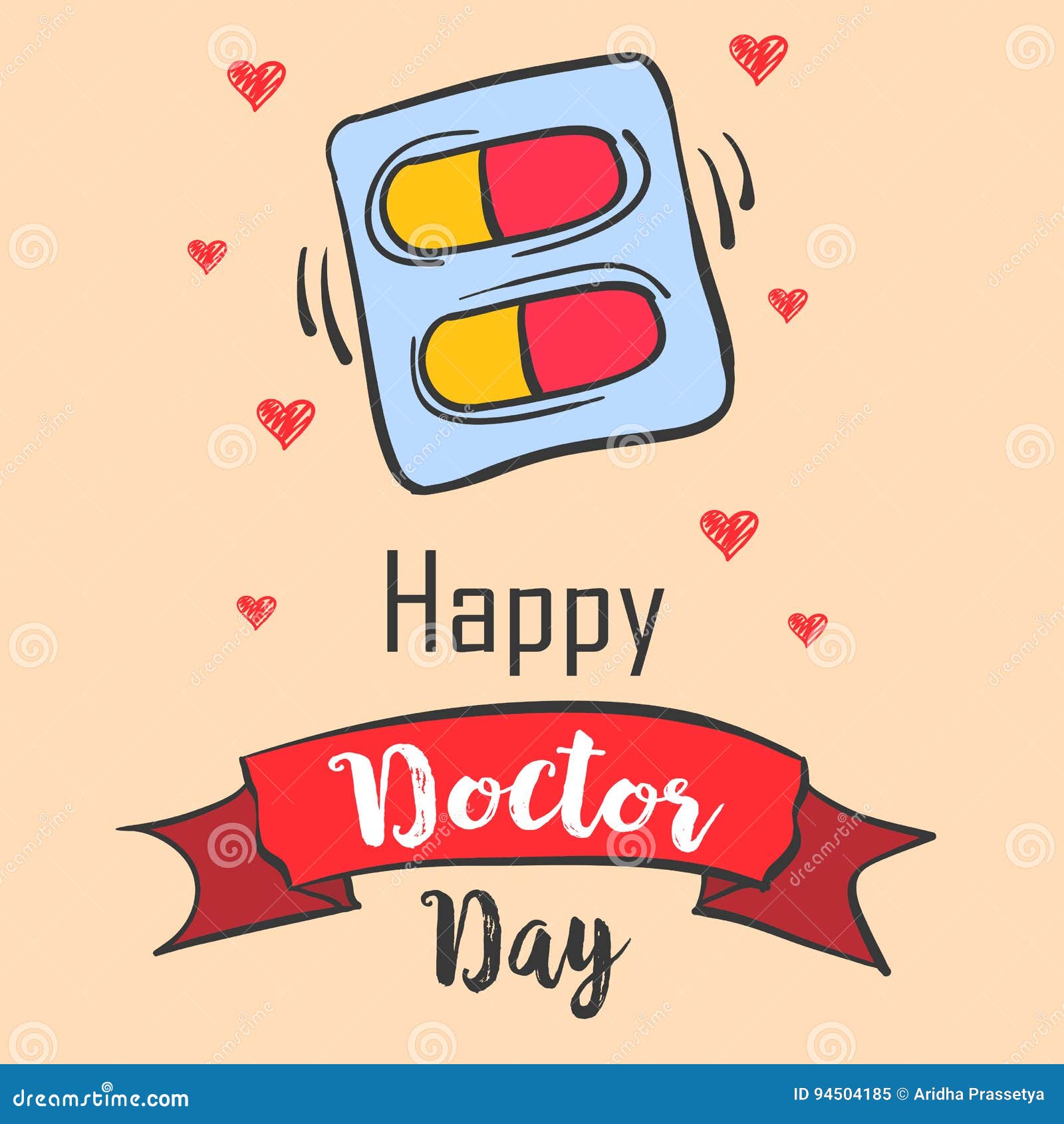 Happy Doctor Day Doodle Style Stock Vector - Illustration of ...