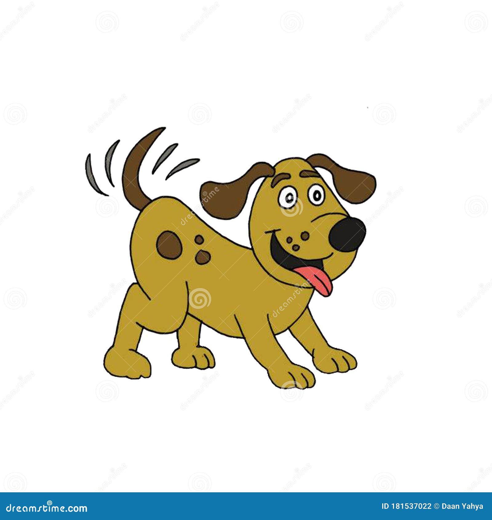 Happy Dog Wagging Its Tail with White Background Cartoon Stock Illustration  - Illustration of adobe, people: 181537022