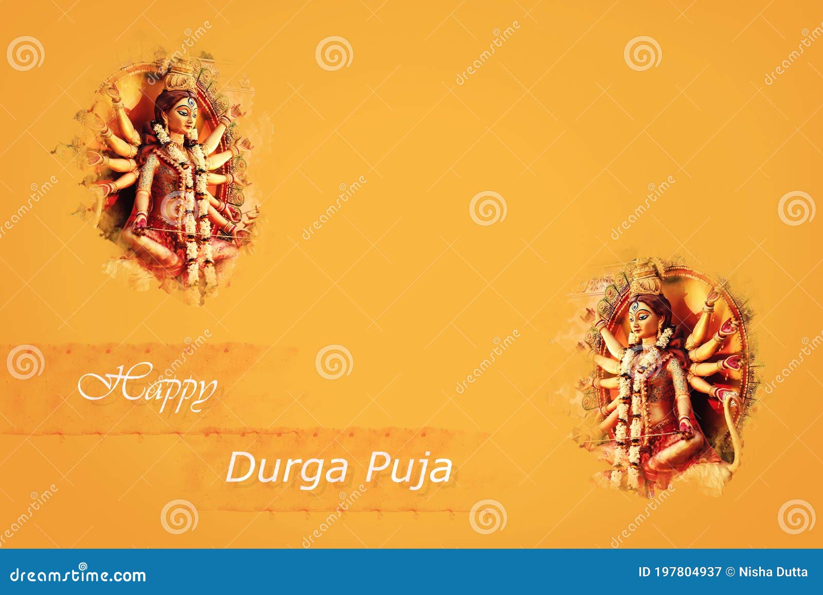 Happy Durga Puja Banner stock illustration. Illustration of ceremony -  197804937