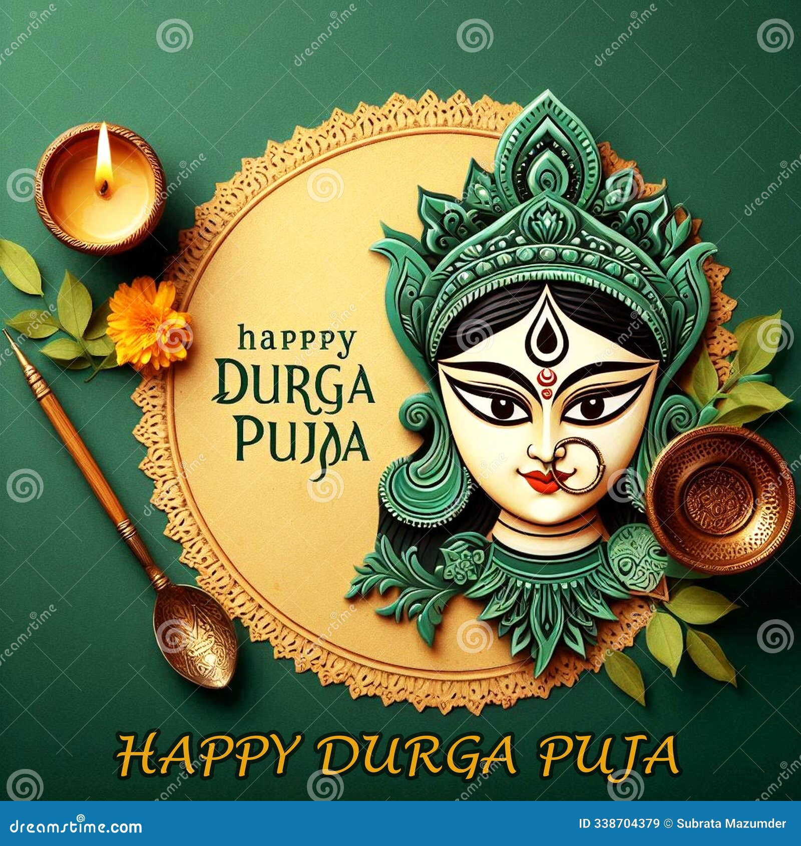 happy durga puja and navratri indian festival celebration  background banner card 