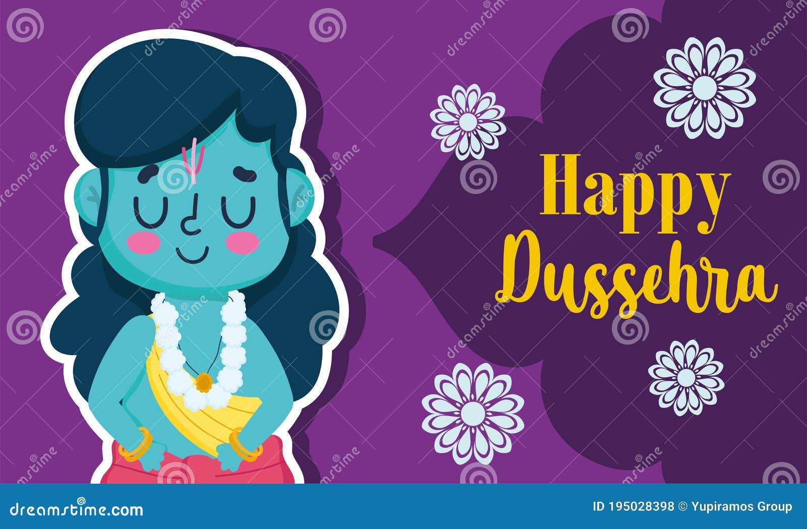 Happy Dussehra Festival of India, Cartoon Rama Flowers Greeting Card,  Traditional Religious Ritual Stock Vector - Illustration of dussera, hindu:  195028398
