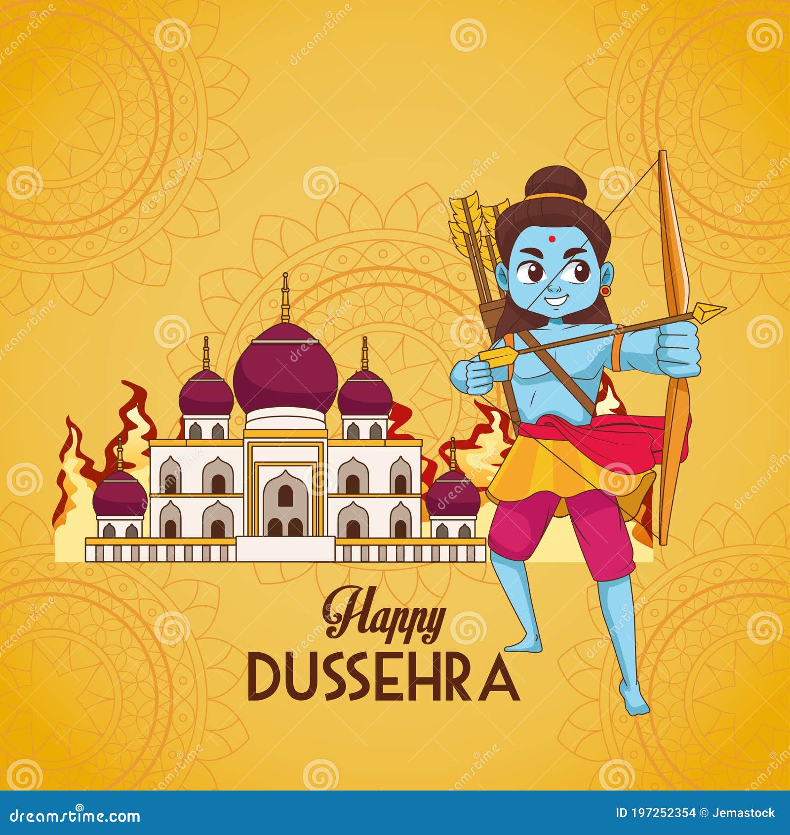 Happy Dussehra Festival Poster with Blue Rama Character and Mosque Building  Stock Vector - Illustration of editable, arrow: 197252354