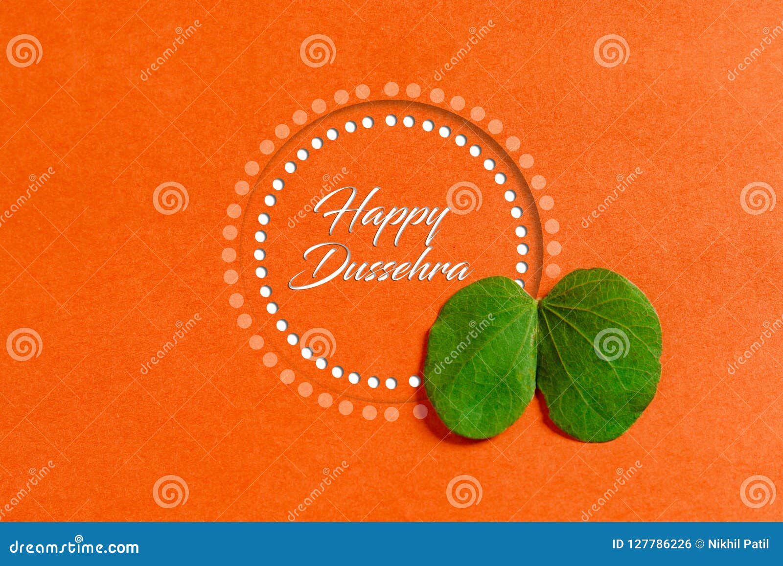 Happy Dussehra Greeting Card , Green Leaf Stock Photo - Image of ...