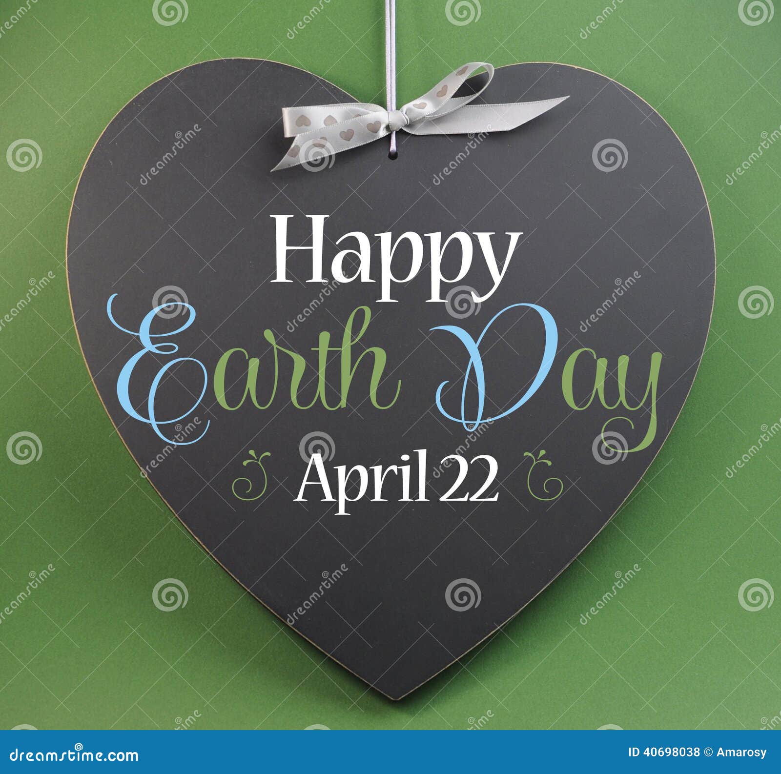 Happy Earth Day April 22, Message Sign Greeting on a Heart Shaped