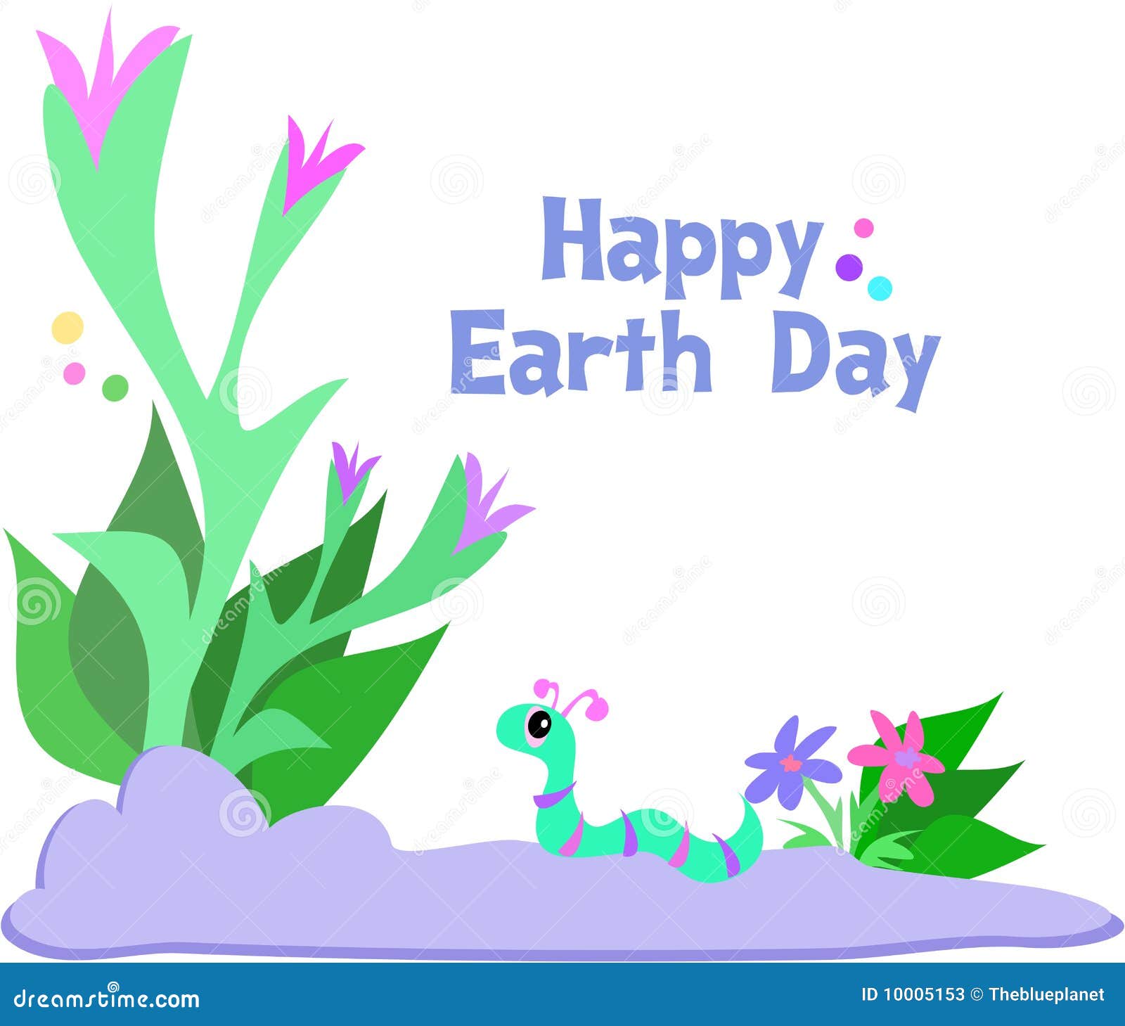 happy-earth-day-with-plants-and-cute-worm-stock-vector-illustration