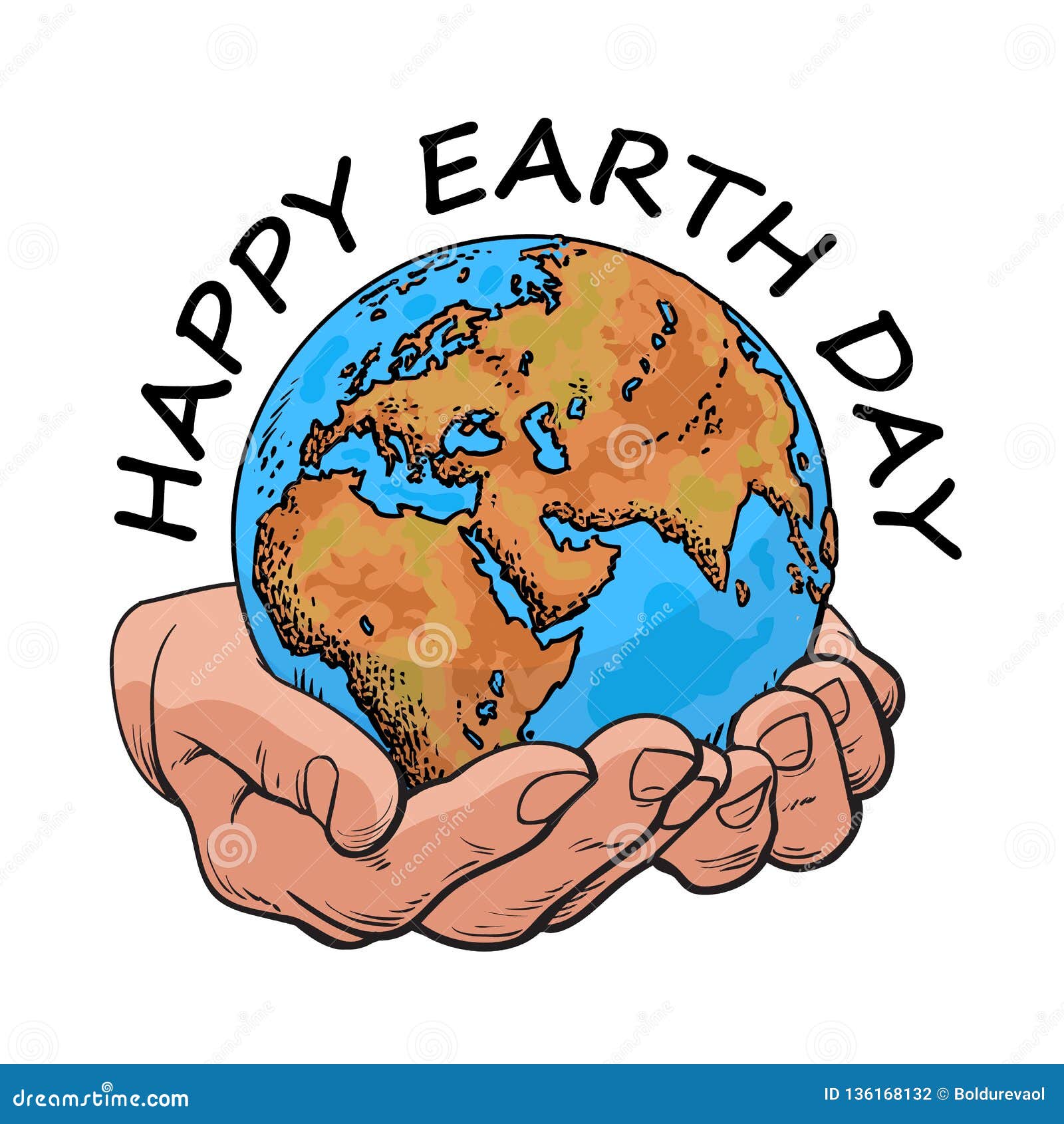 Happy Earth Day Typography. Globe in Hands. Two Palms Hold the Earth.  Environment Concept Stock Vector - Illustration of earth, cartoon: 136168132
