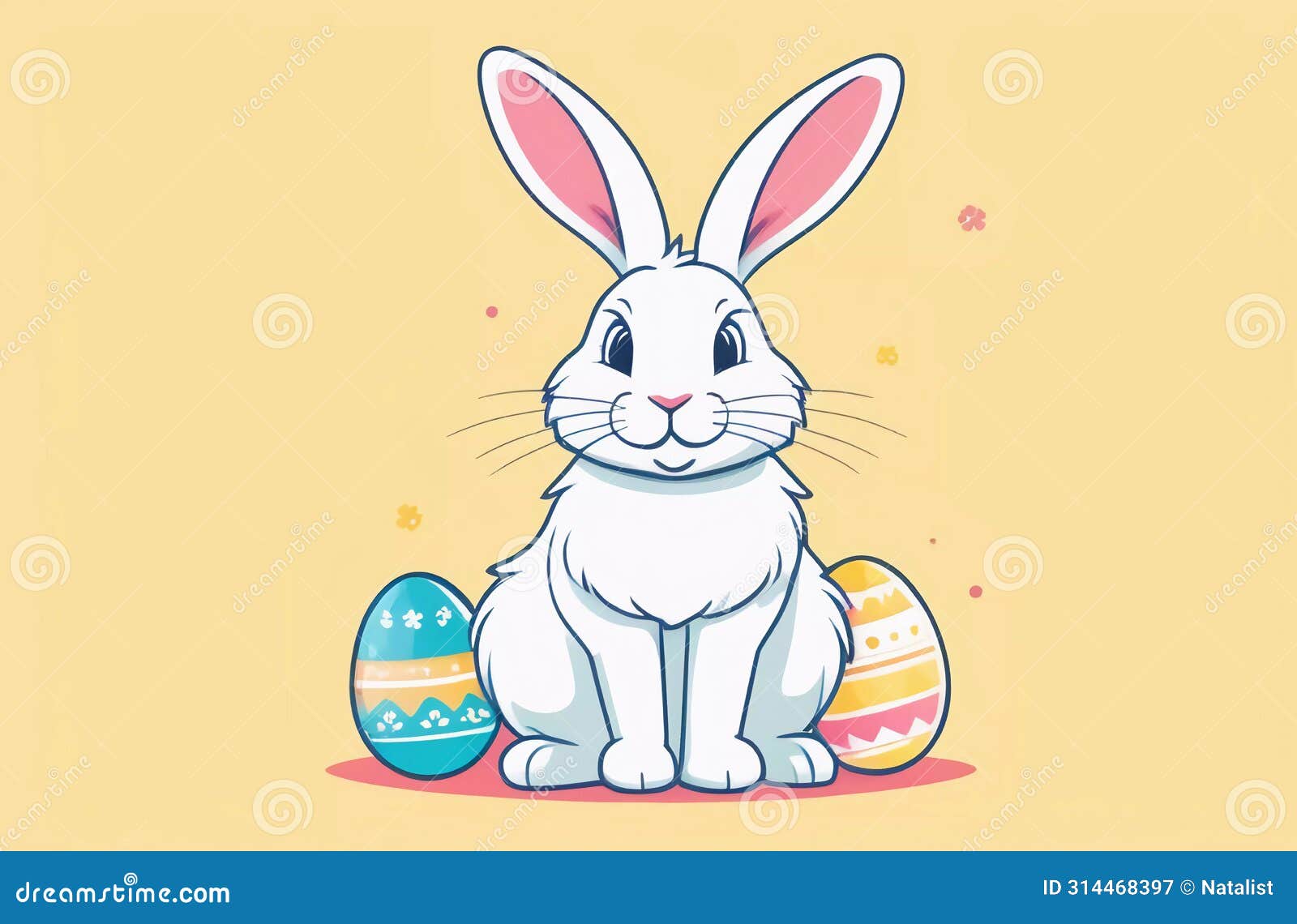 Happy Easter Background. Easter Bunny and Egg. Generative AI Stock