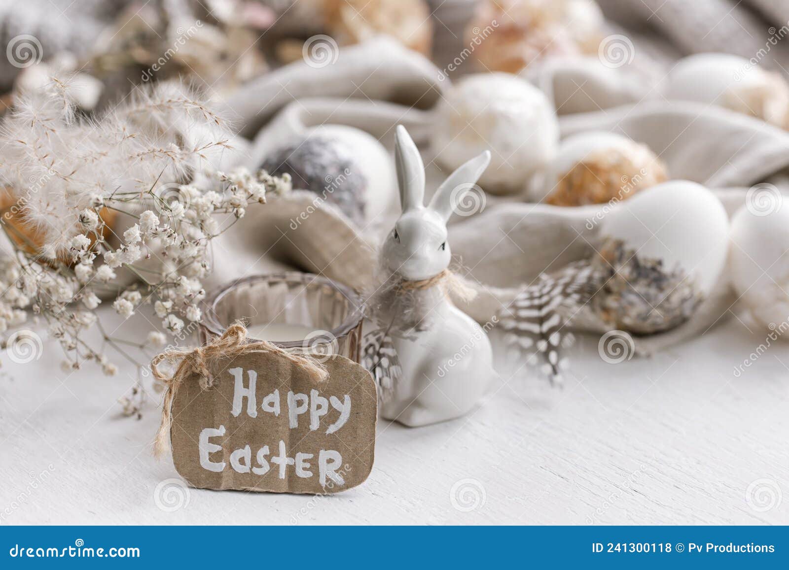 Happy Easter Background with Pastel-colored Decor Details. Stock Photo ...