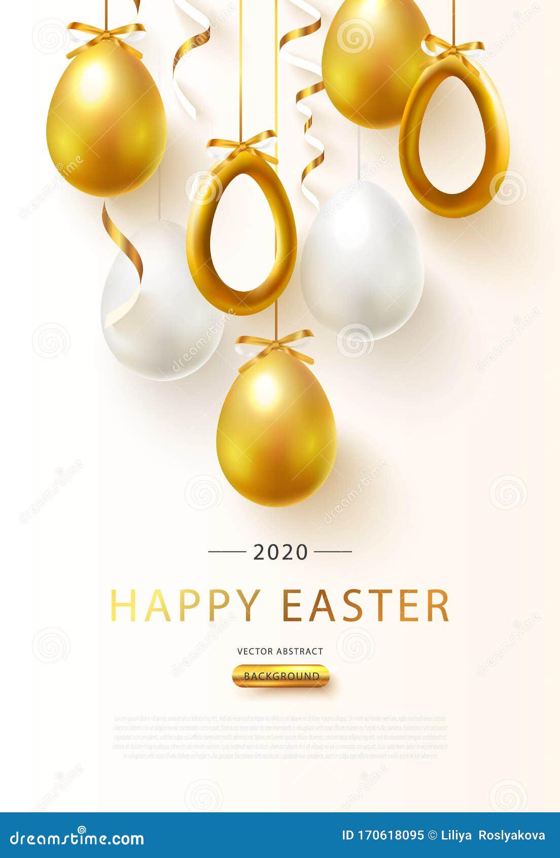 Happy Easter 2020 Background with Realistic Golden Eggs and ...