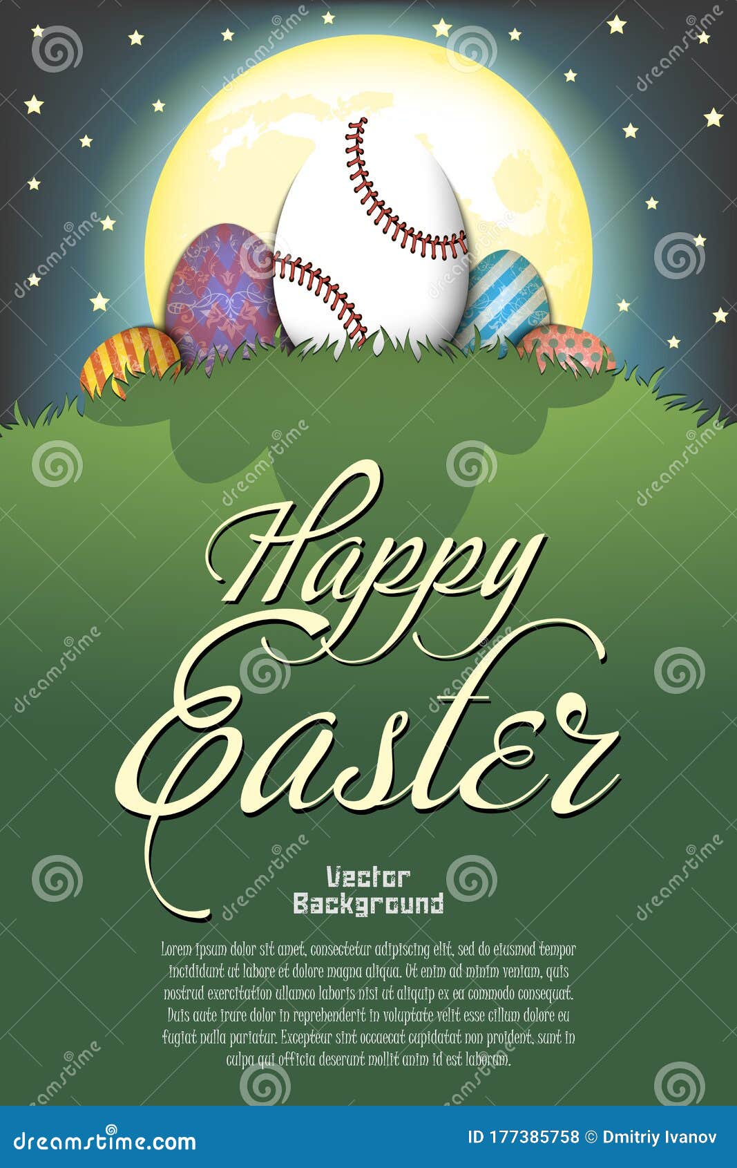 Happy Easter. Baseball Ball in the Form of Egg Stock Vector