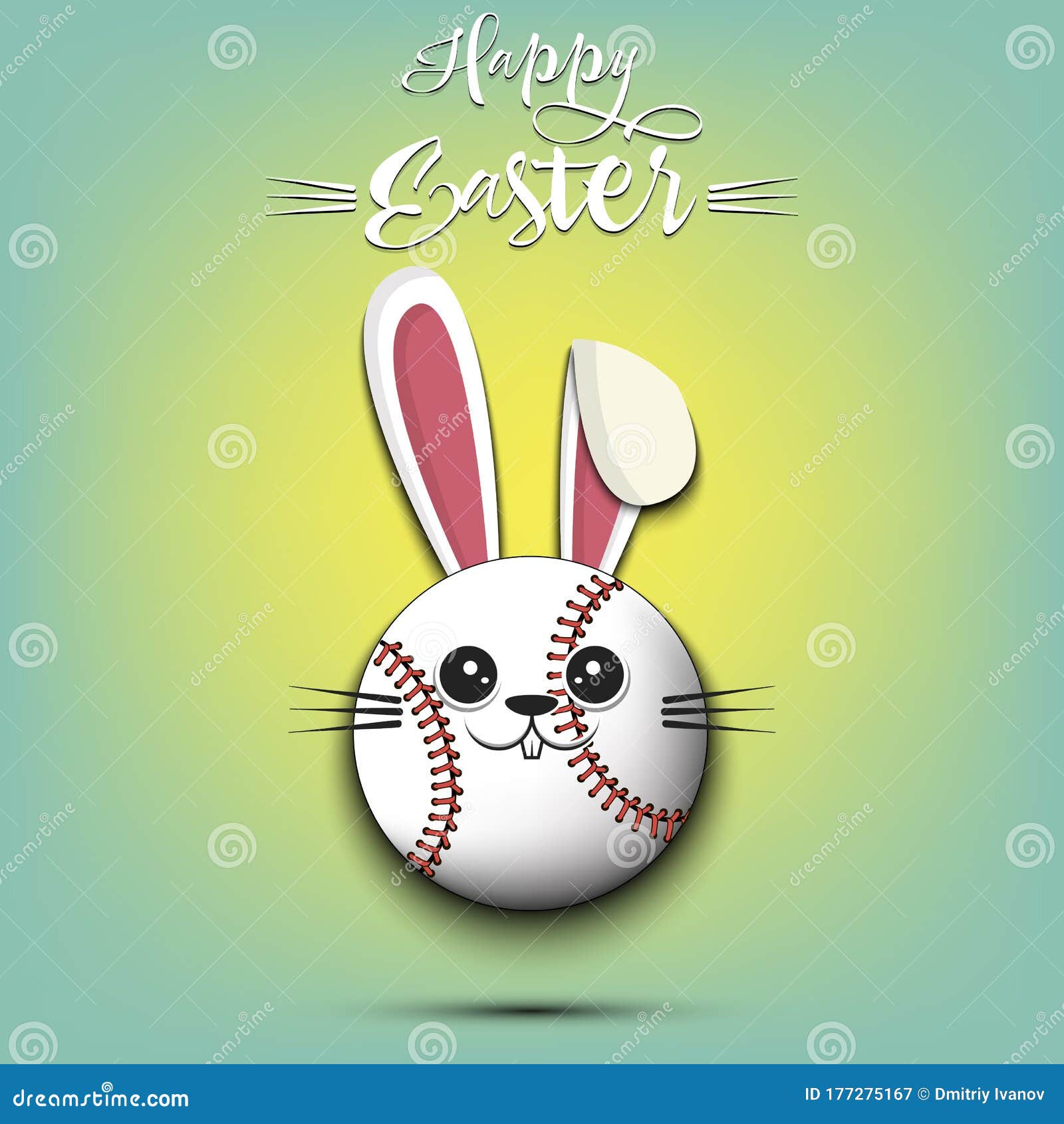 Happy Easter. Baseball Ball Made in the Form of a Rabbit Stock Vector