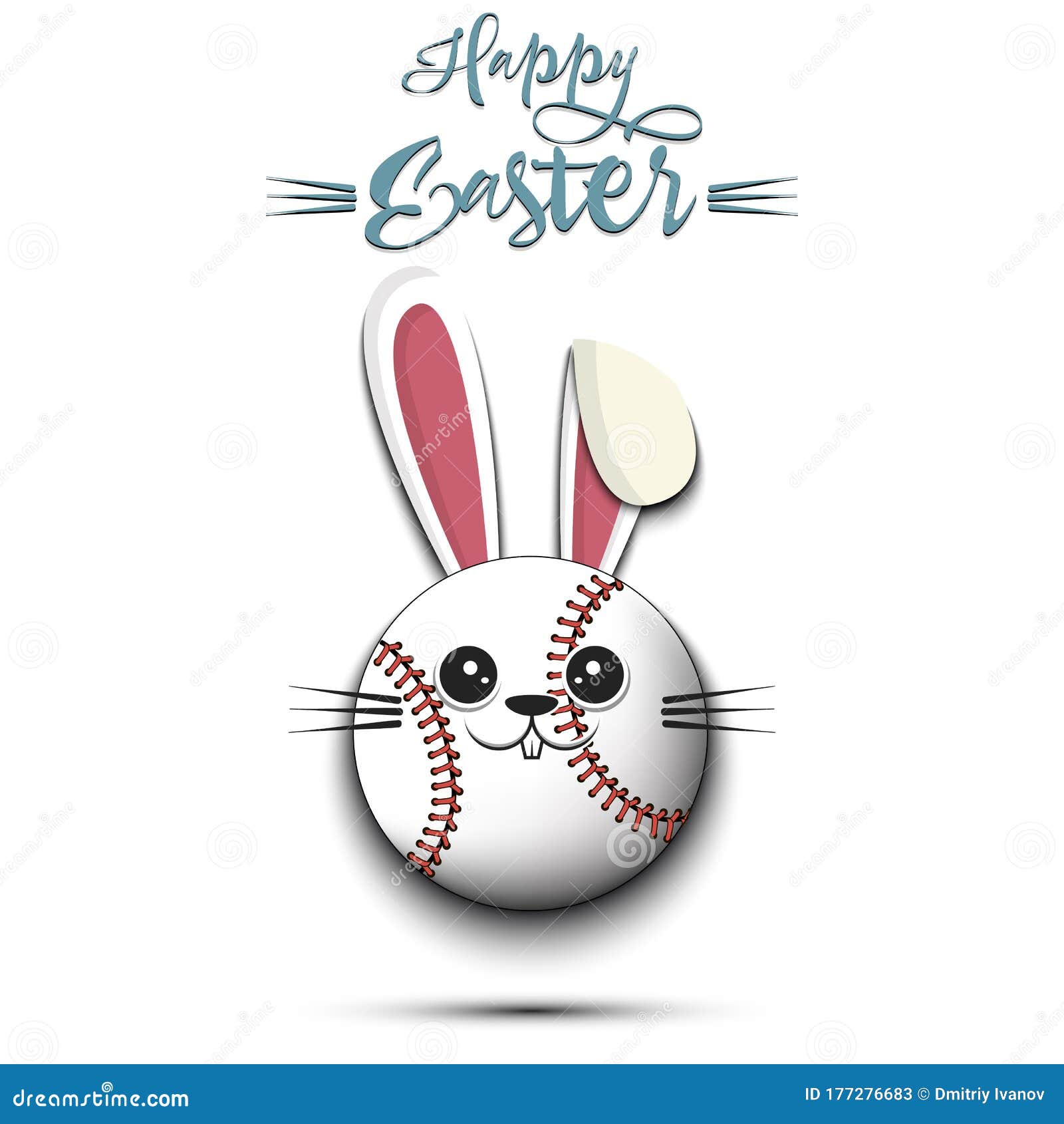 Happy Easter. Baseball Ball Made in the Form of a Rabbit Stock Vector