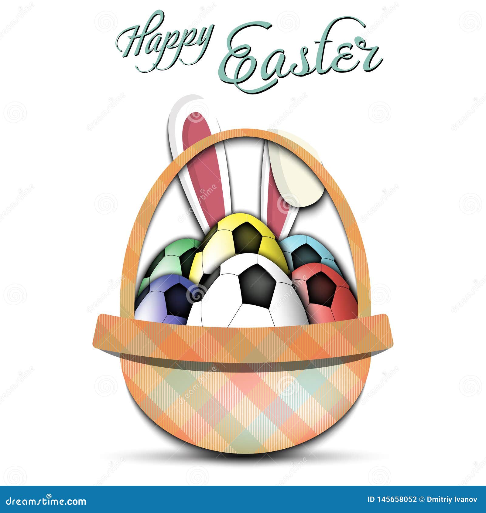 Happy Easter. Soccer Balls in the Form of Eggs Stock Vector