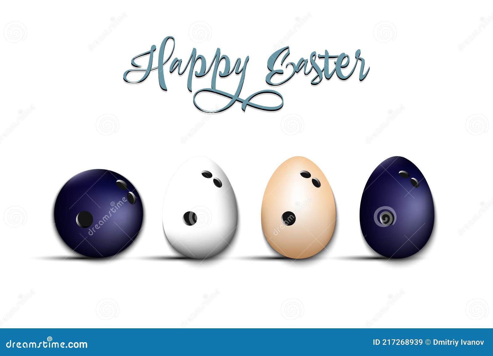 Happy Easter. Bowling Ball and Eggs Stock Vector Illustration of
