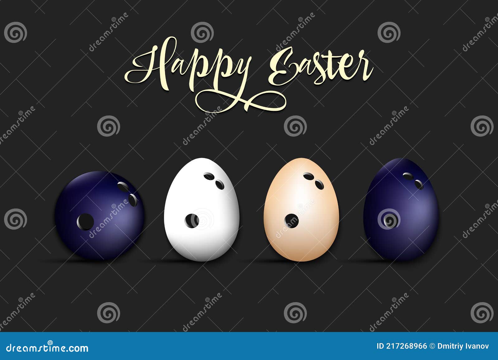 Happy Easter. Bowling Ball and Eggs Stock Vector Illustration of