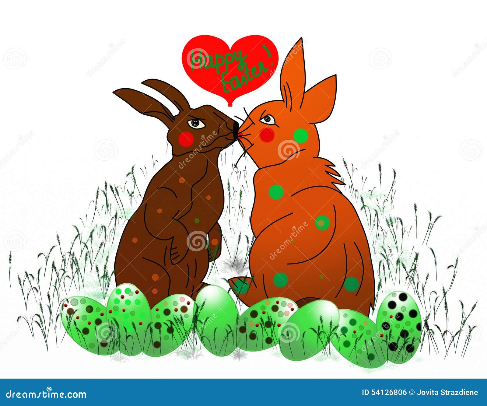 Two Easter Bunnys Kissing 72