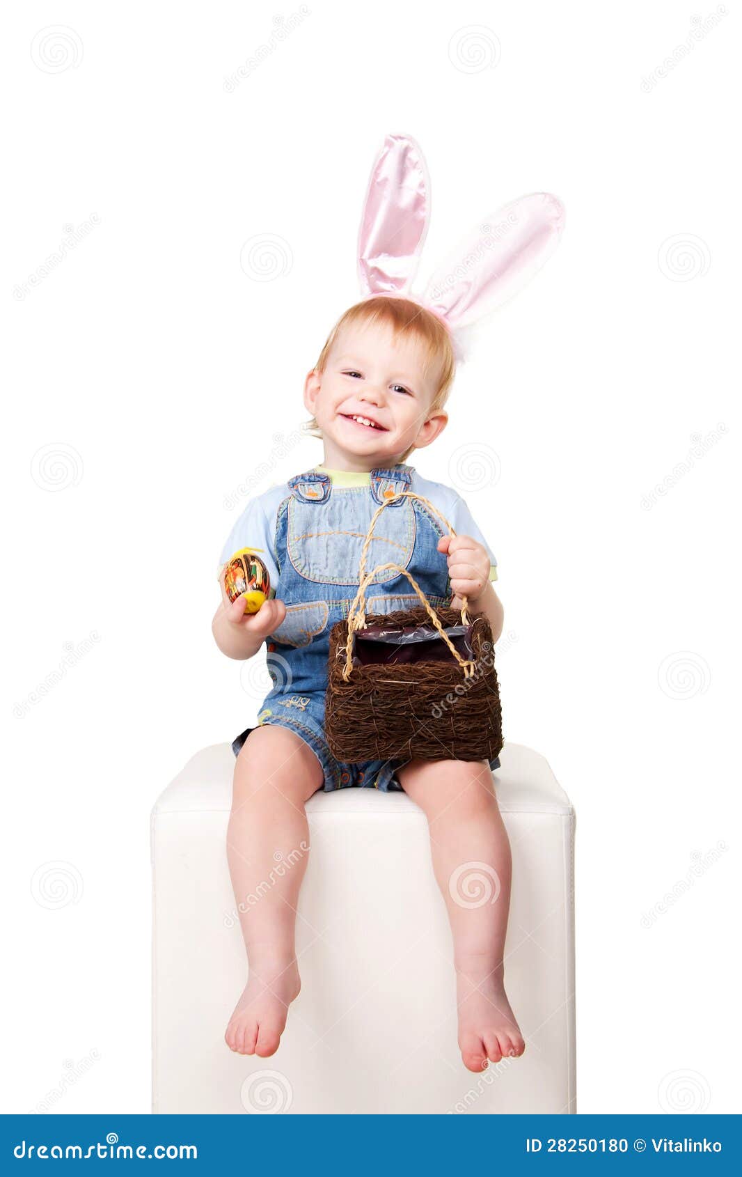 Happy Easter Bunny Baby Laughing. Stock Photo Image of bunny, funny