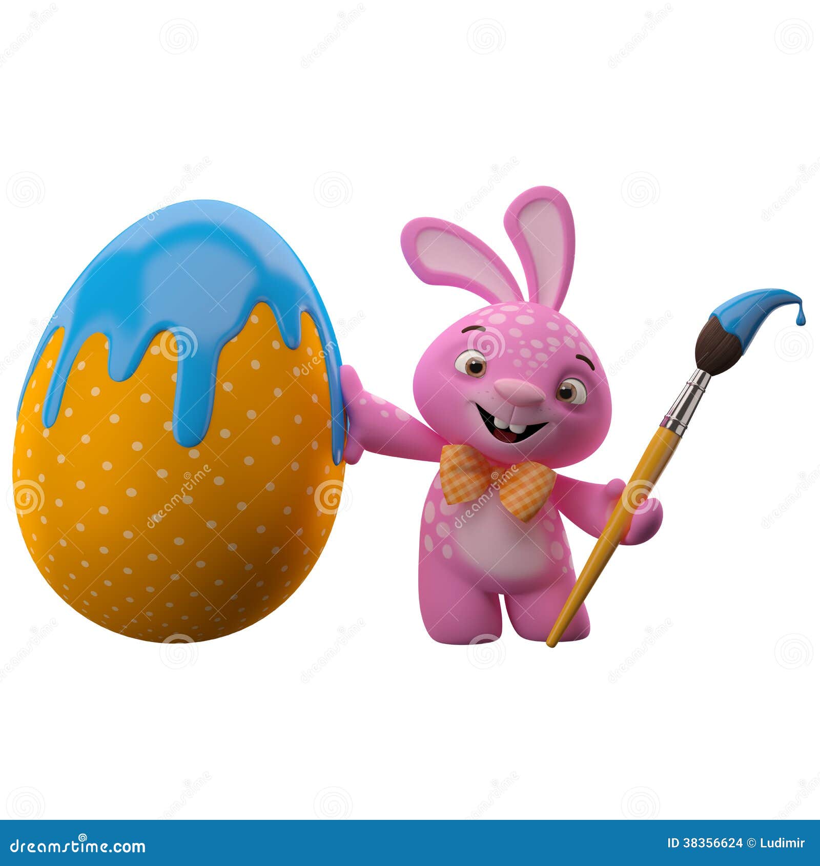 Happy Easter Bunny with Color Egg Stock Illustration - Illustration of  friendly, bunny: 38356624