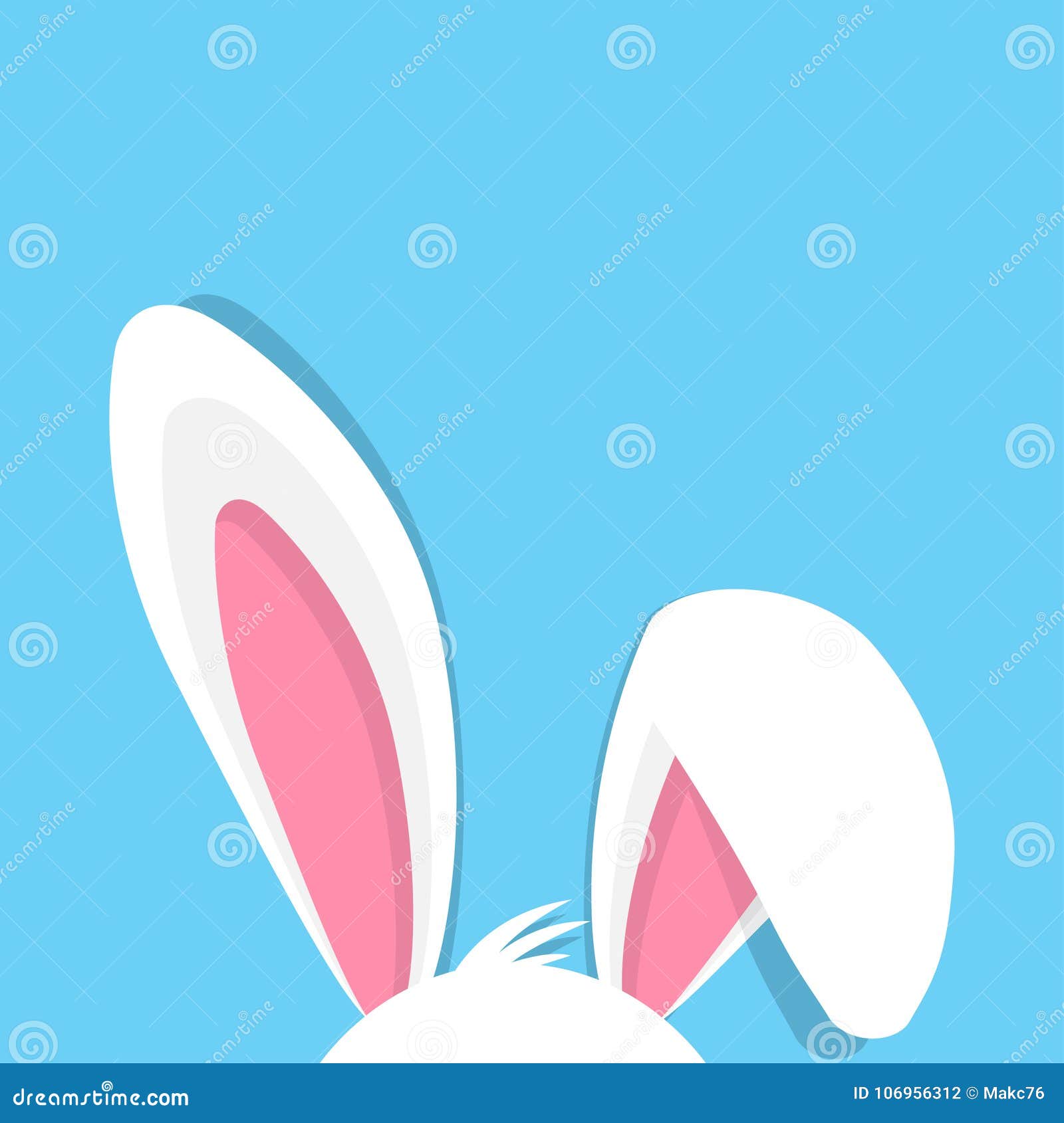 happy easter with bunny ears on blue background