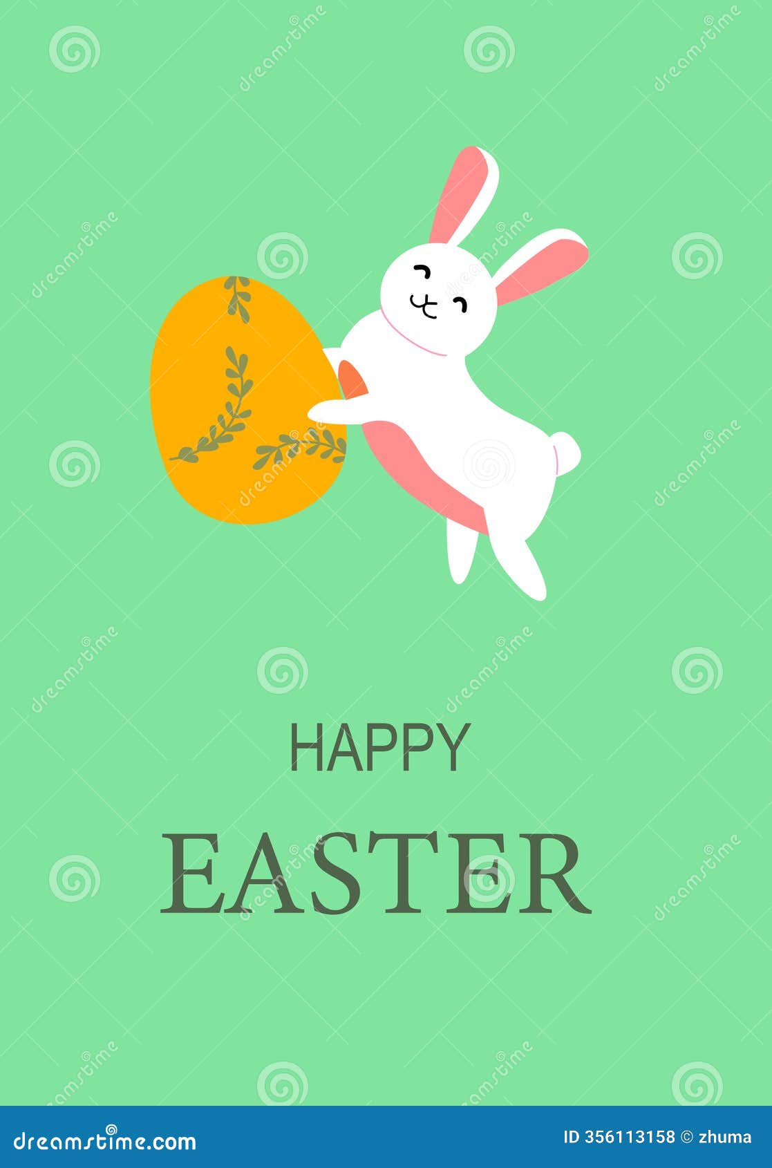 happy easter bunny with egg  for greeting card or poster