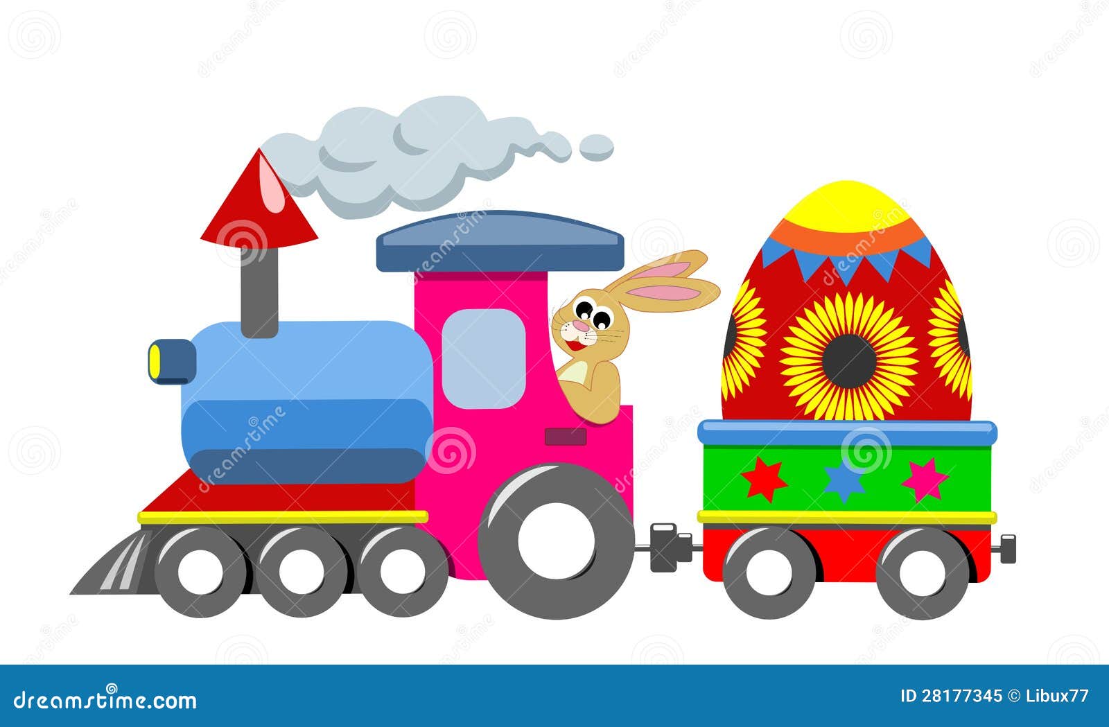 Happy Easter Bunny Steam Train Isolated Royalty Free Stock Photo