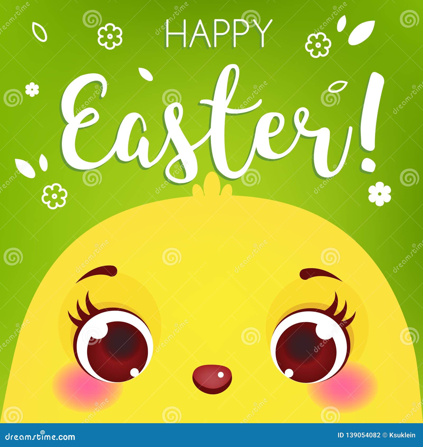 Happy Easter Card Template. Cute Chicken Face. Cartoon Chick Intended For Easter Chick Card Template