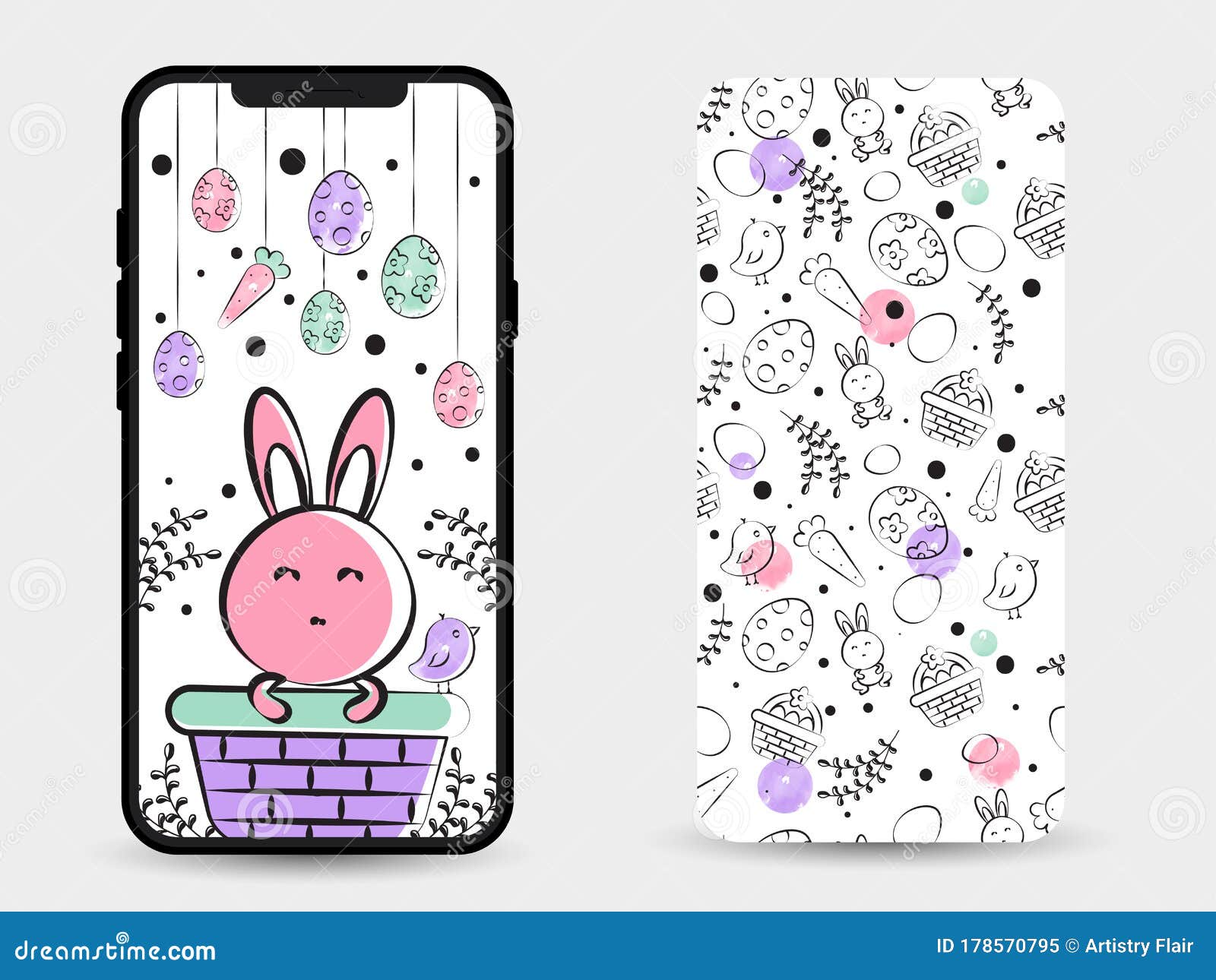 Happy Easter Cell Phone Screen Wallpaper and Back Cover Design. Use for Cell  Phone. Stock Vector - Illustration of cell, eggs: 178570795