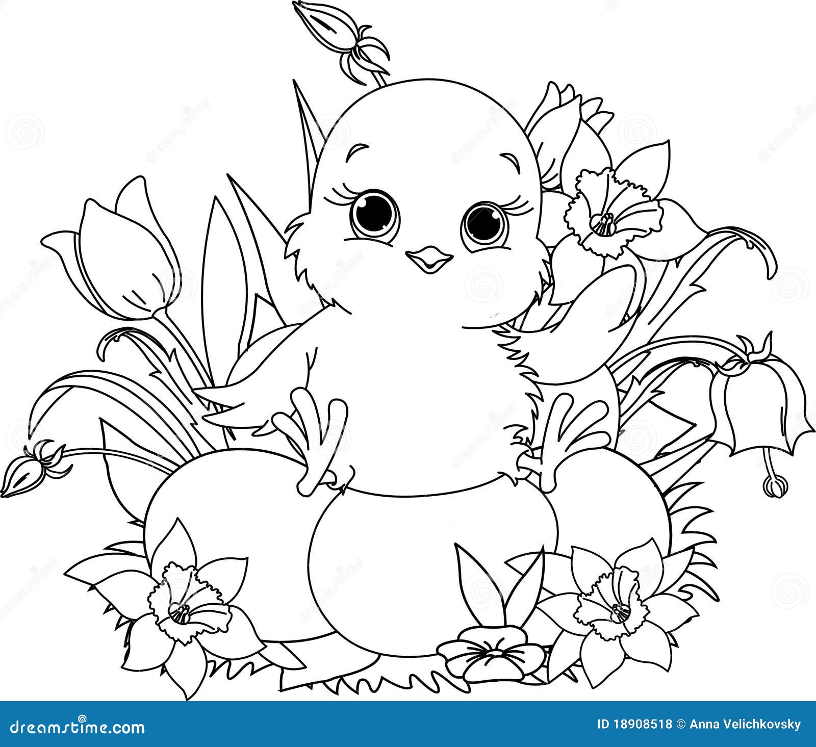 Happy Easter chick Coloring page