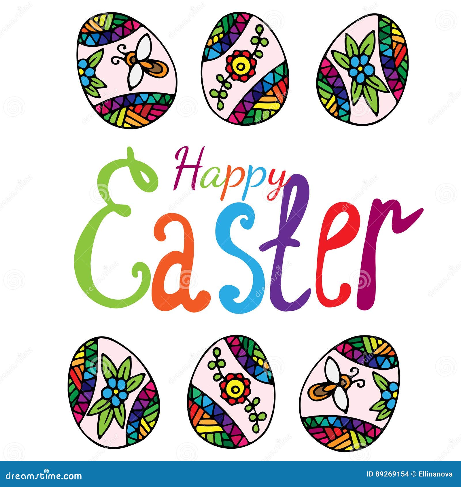Happy Easter Colorful Banner with Bright Color Eggs Stock Vector ...