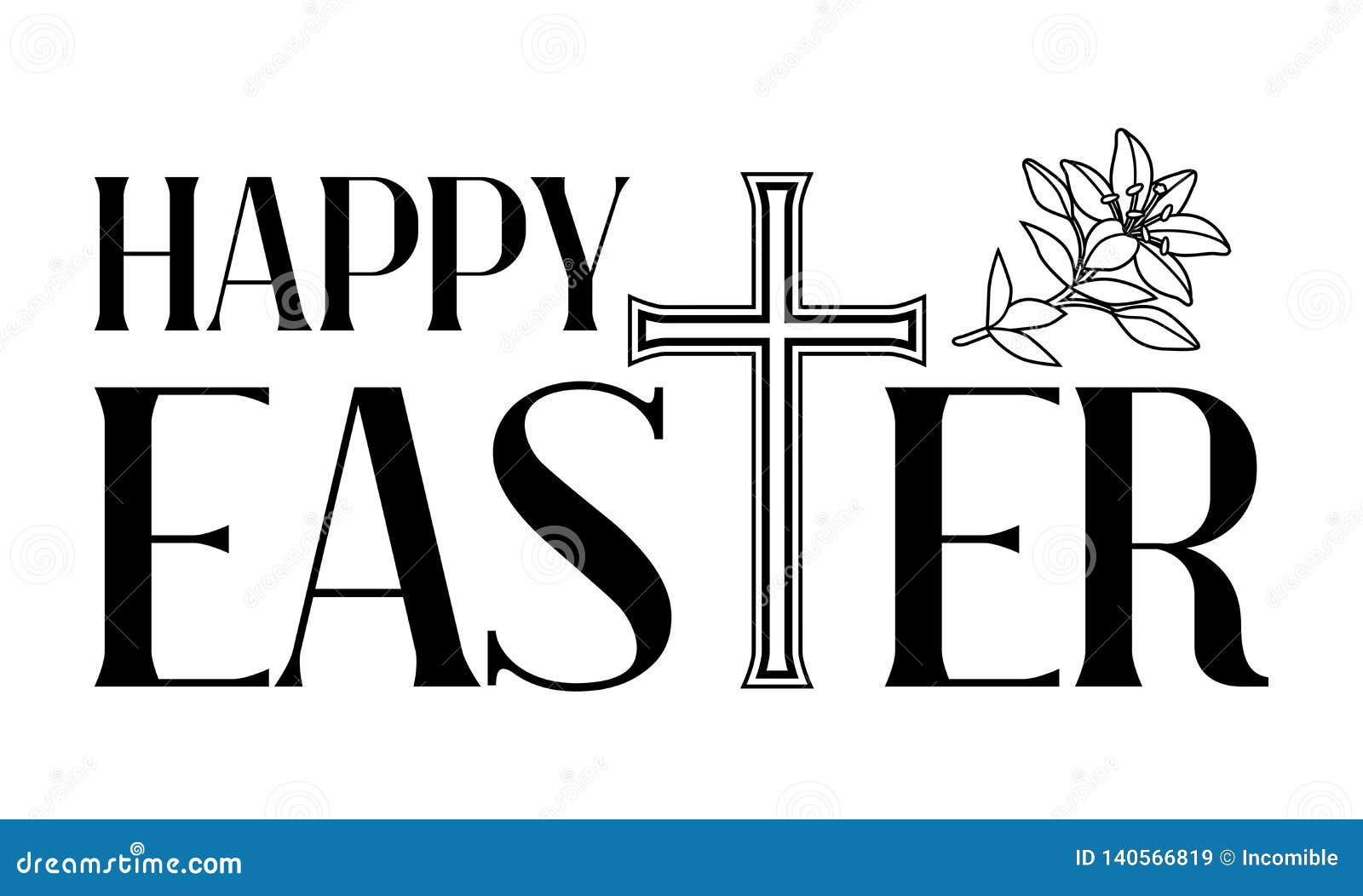 Happy Easter Concept Illustration Cross And Lilies Stock Vector