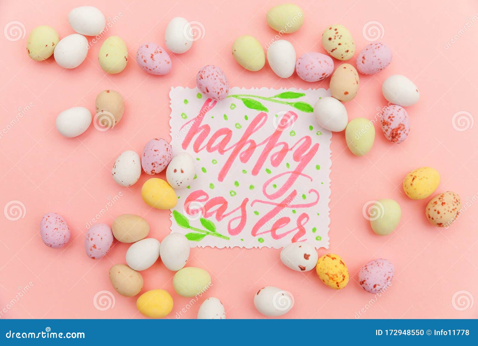 Happy Easter Concept. Inscription HAPPY EASTER Letters Candy Chocolate ...