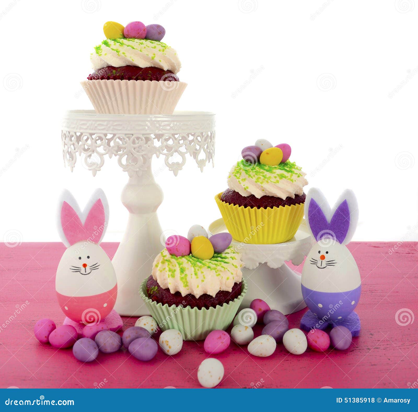 Happy Easter cupcakes stock photo. Image of dessert, background 51385918