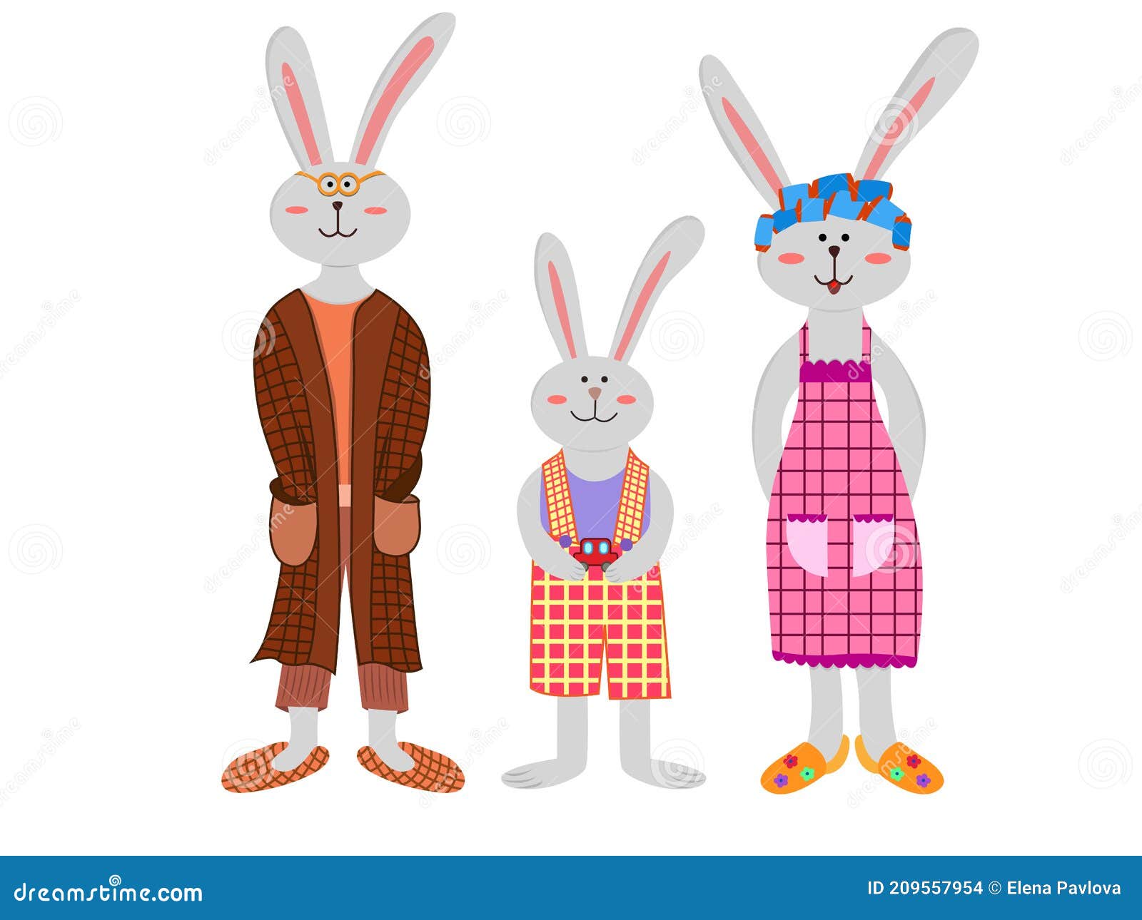 Happy Easter. Cute Cartoon Hare Family Vector Illustration. Bunny Rabbit  Family Stock Vector - Illustration of easter, funny: 209557954