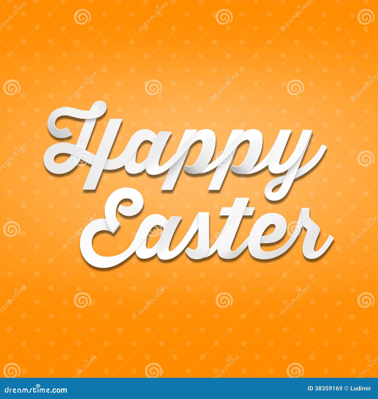 Happy Easter, 3D Handwriting Type On Patern Background 
