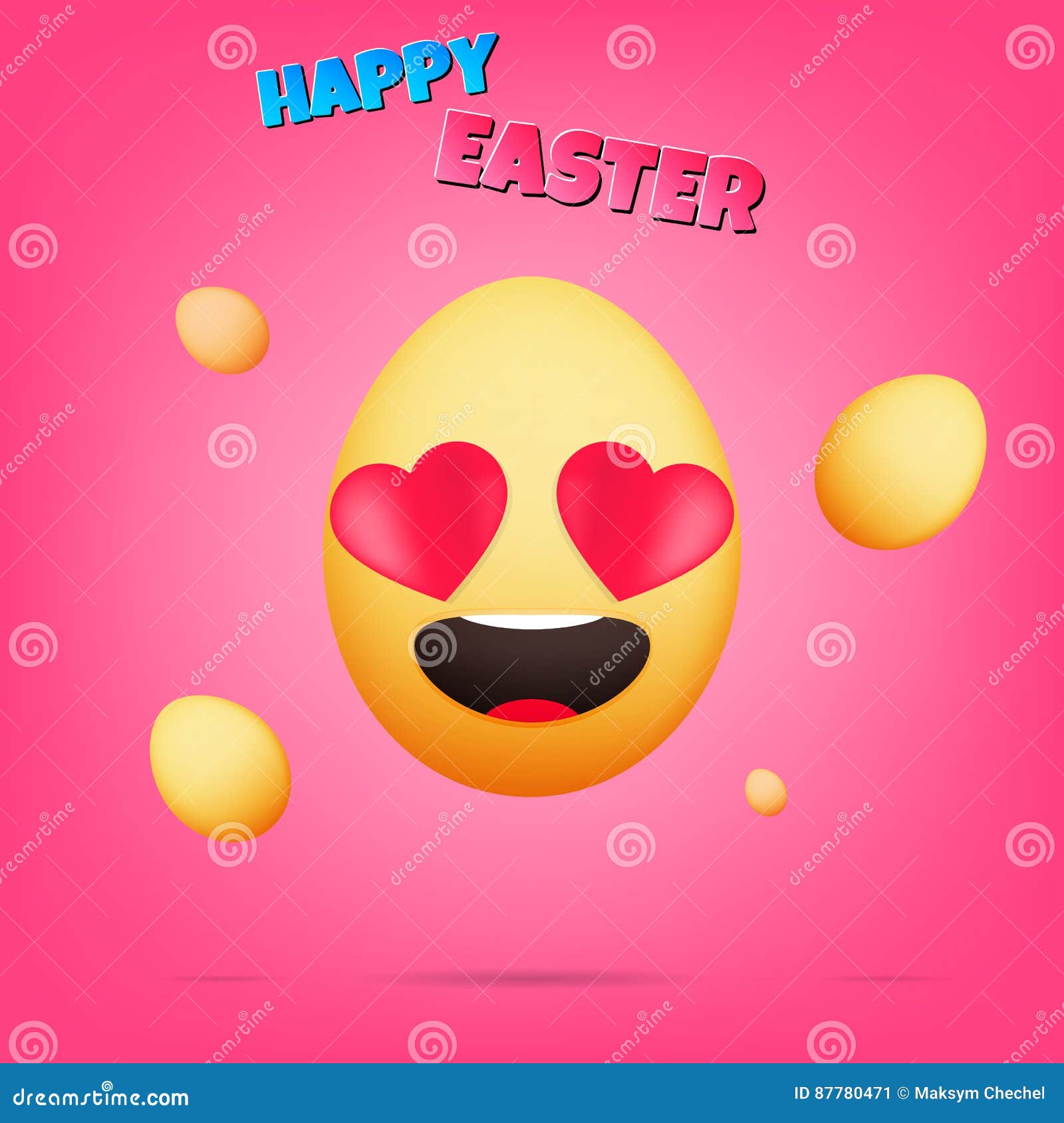 Happy Easter. Egg Emoji in Cartoon Style. Stock Vector Illustration