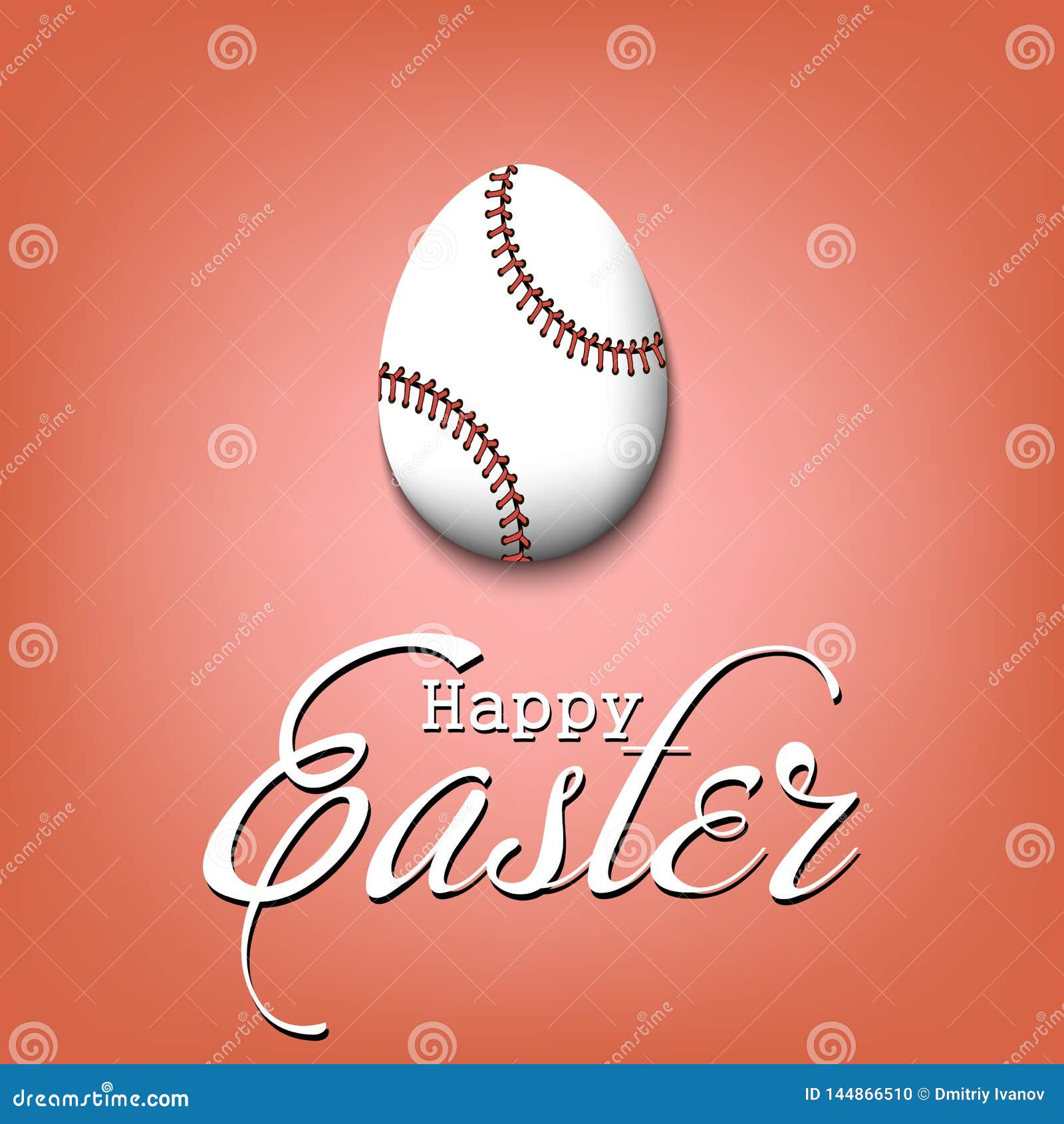 Happy Easter. Egg in the Form of a Baseball Ball Stock Vector