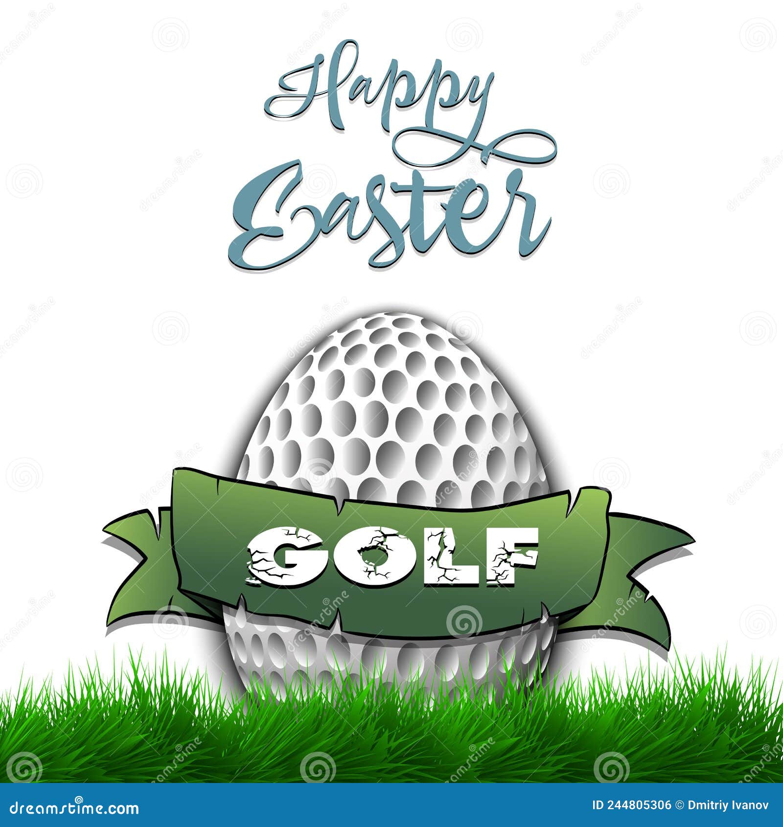Happy Easter. Egg in the Form of a Golf Ball Stock Vector