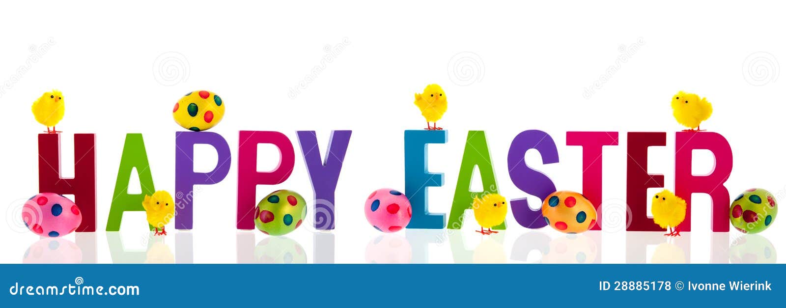 happy easter with eggs and chicks