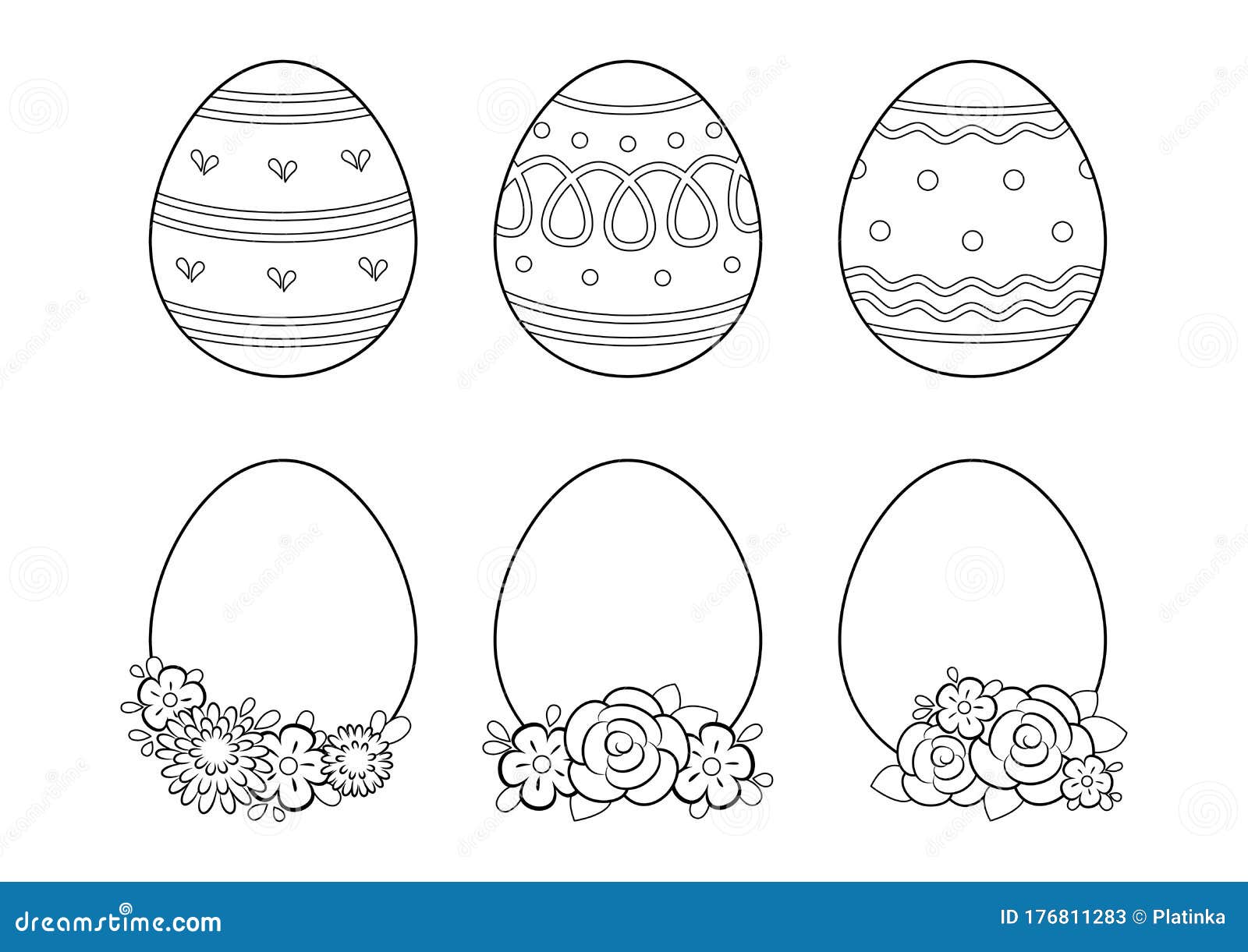 Easter Eggs Set Coloring Page Stock Vector - Illustration of kids, spring: 176811283