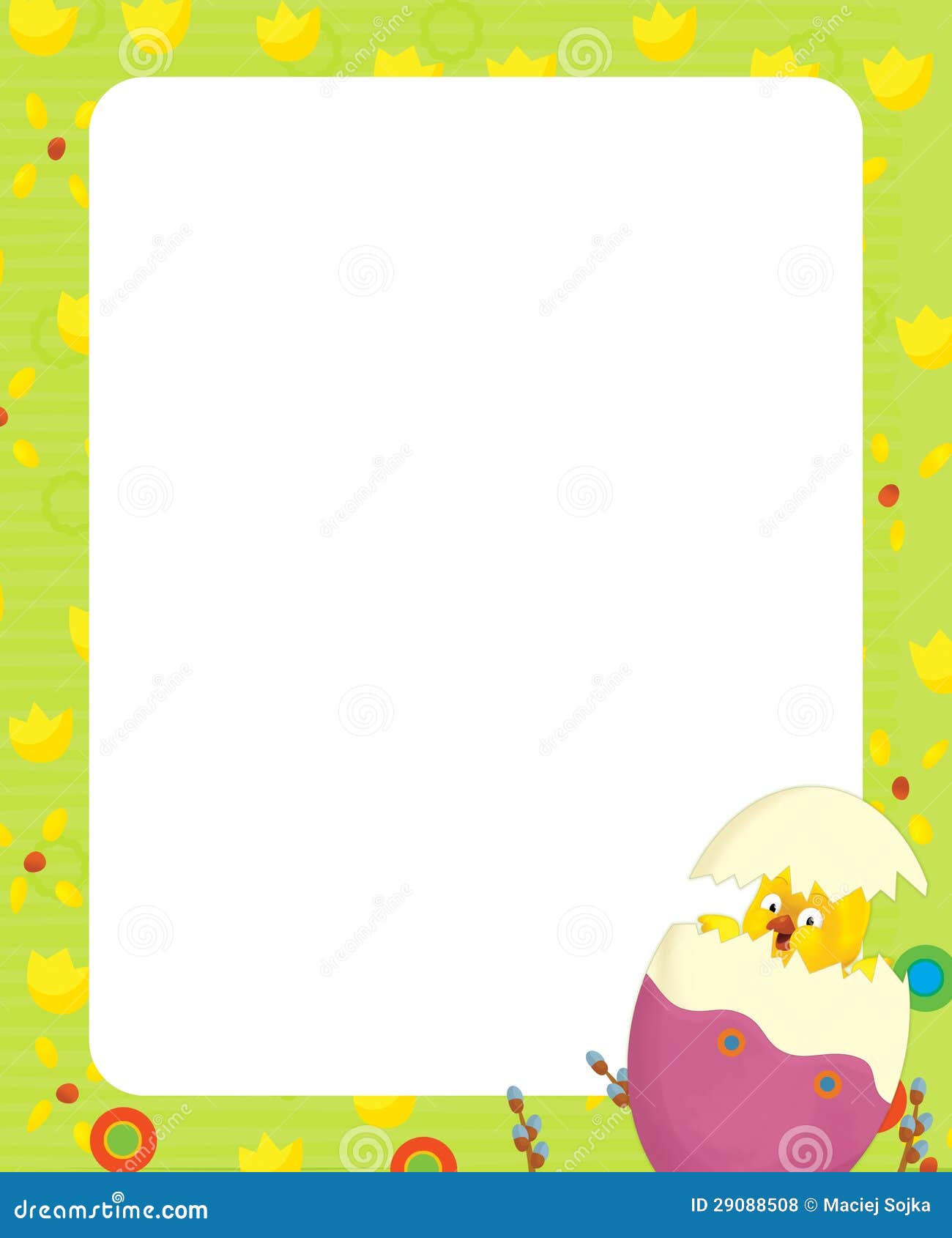 The Happy Easter Frame - Illustration For The Children 