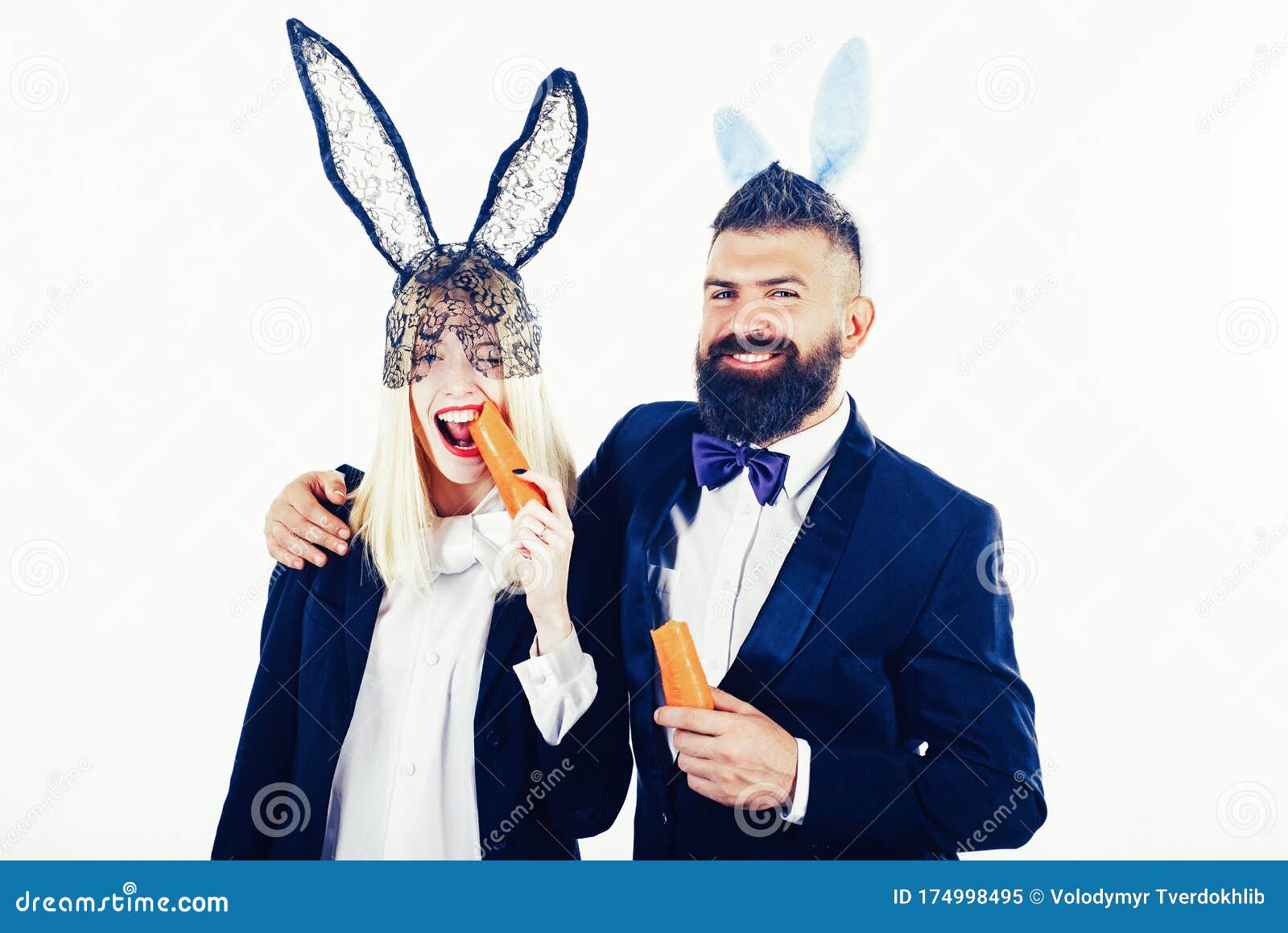 Happy Easter and Funny Easter Day. Bunny Rabbit Ears Costume. Funny ...