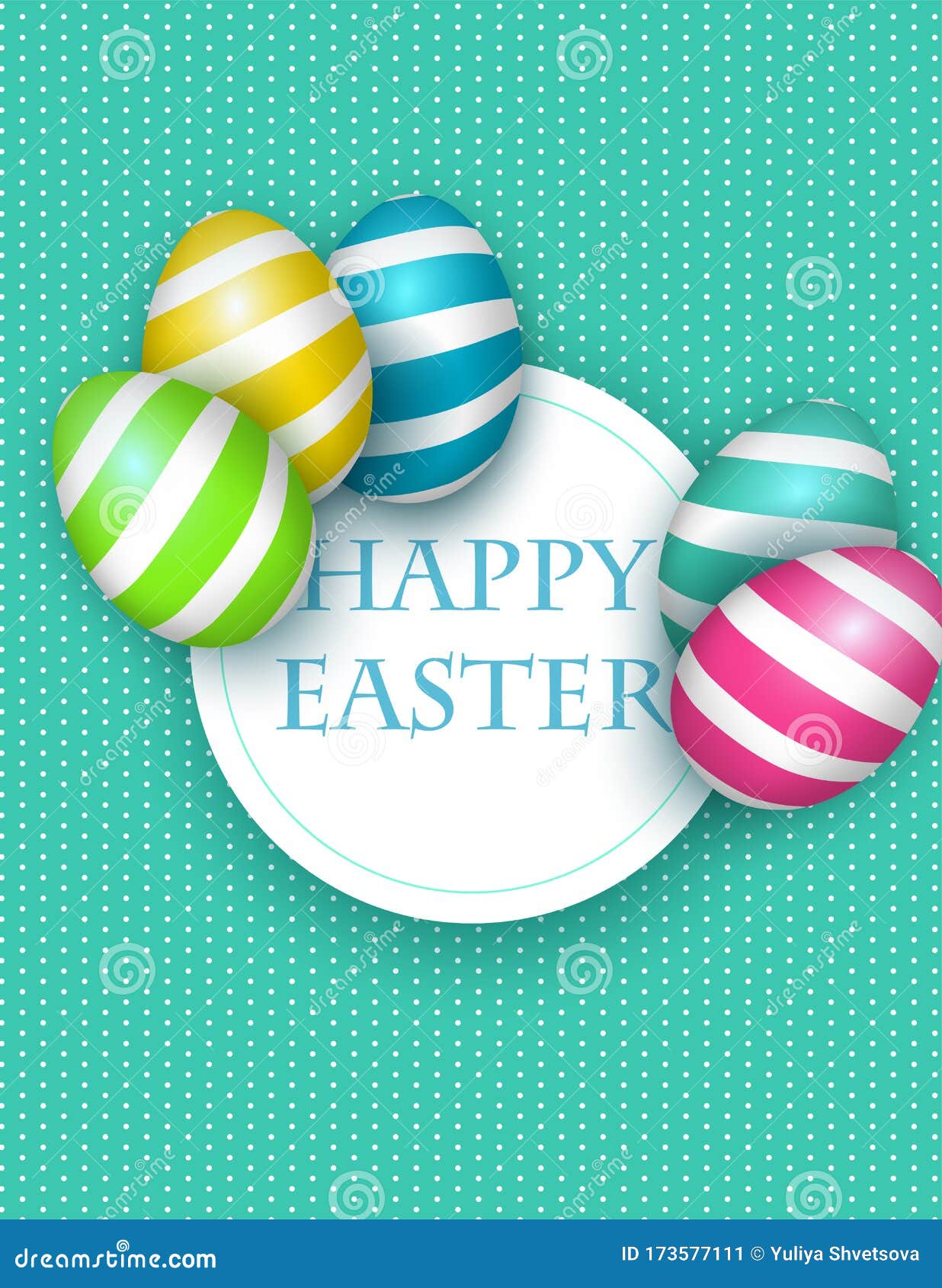 Happy Easter Gift Card, Realistic Vector Illustration ,decorated Eggs