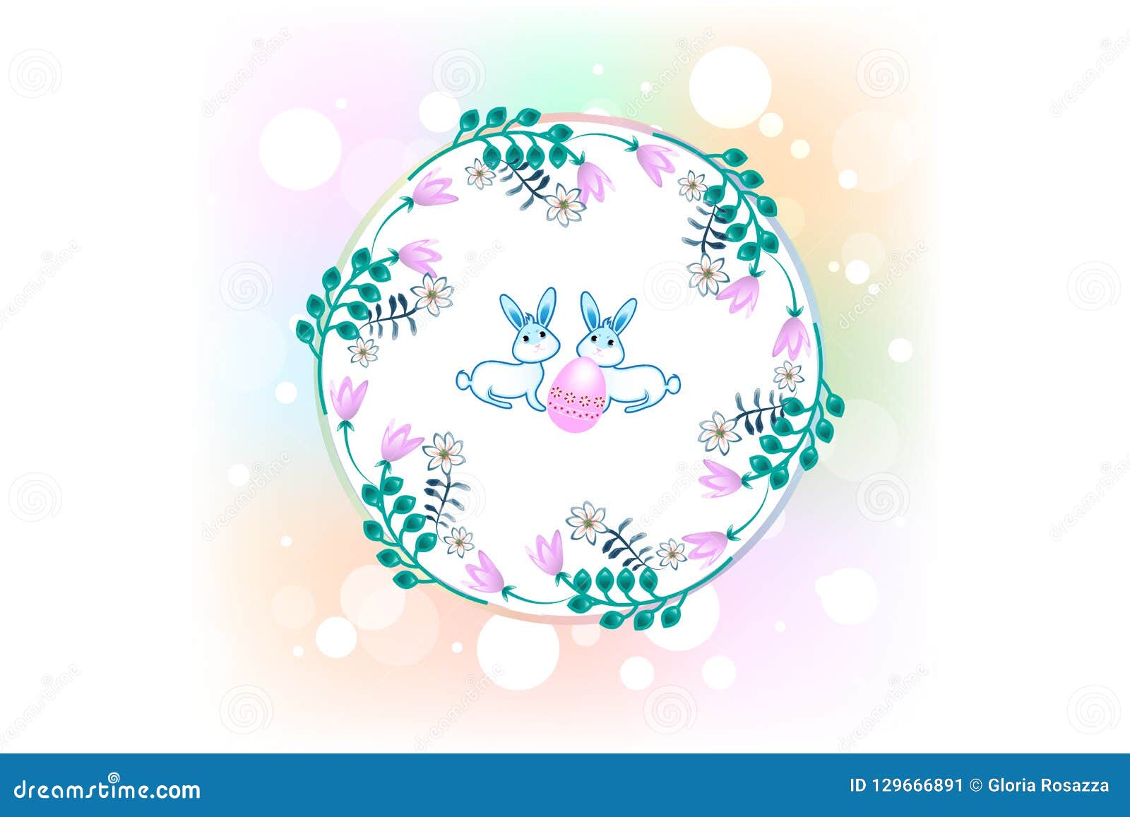 happy easter greetings card wreath icon logo background