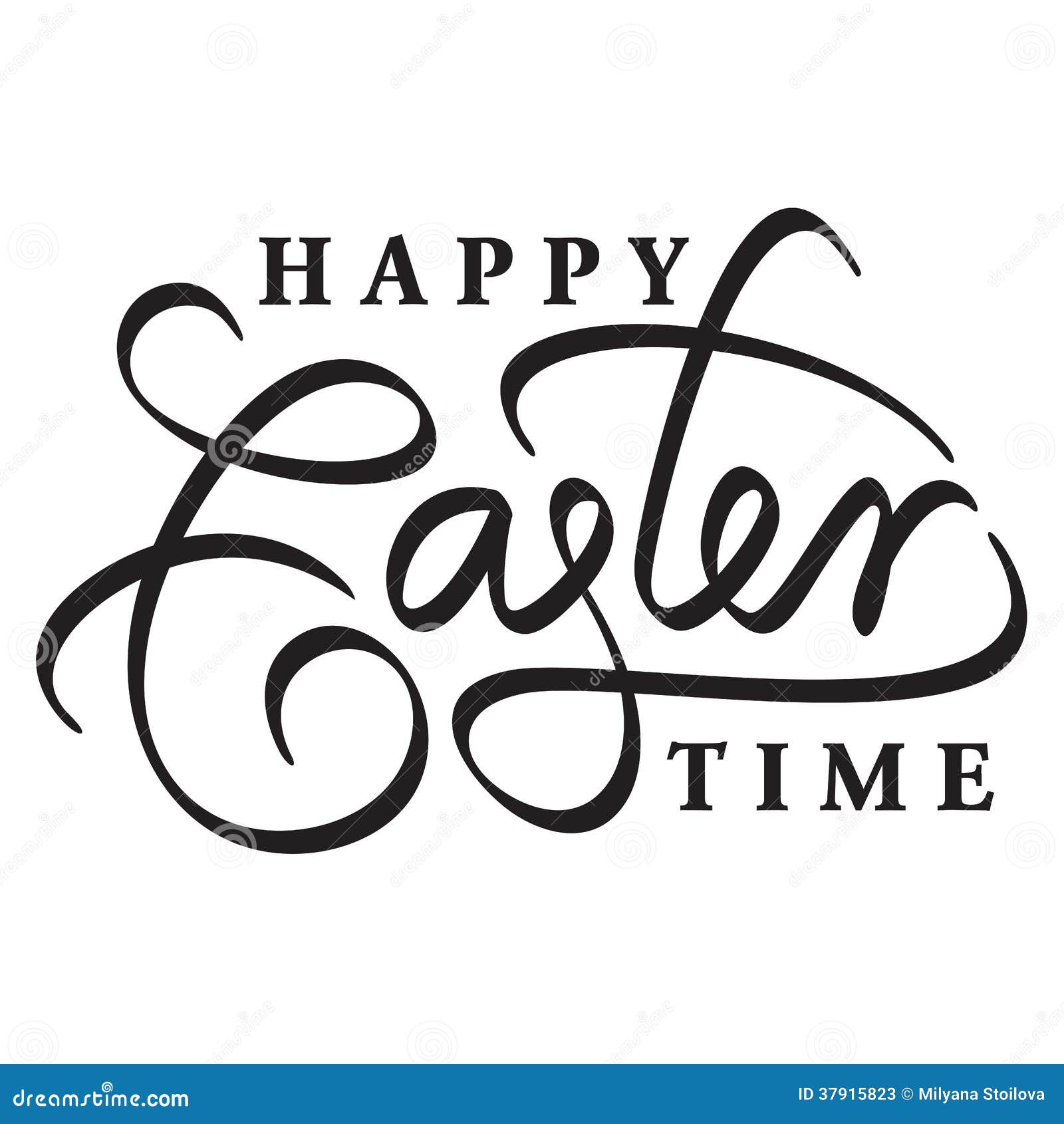 Happy Easter Hand Lettering Stock Vector Illustration of decorative
