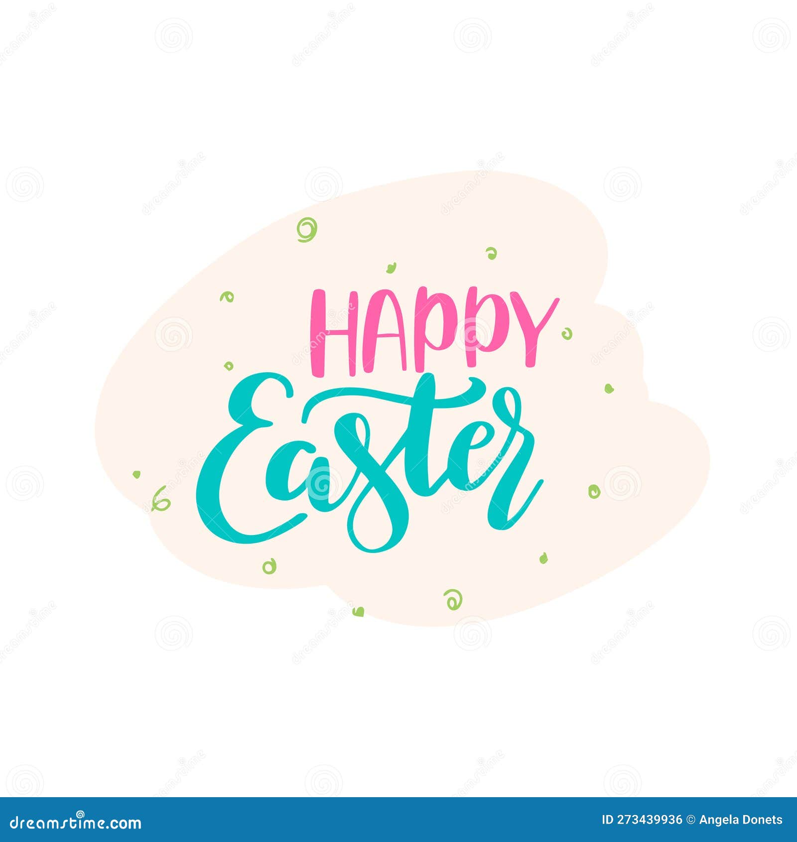 Happy Easter, Hand Lettering on Light Background Stock Vector