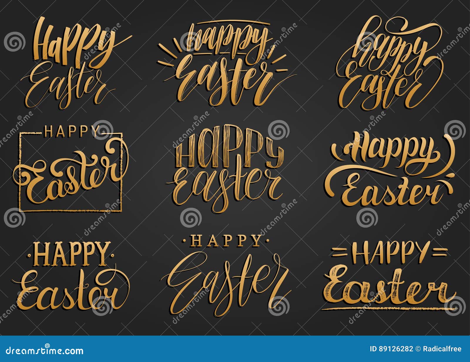 Download Happy Easter Handwritten Lettering Set Religious Calligraphy Collection Black Background For Greeting Cards